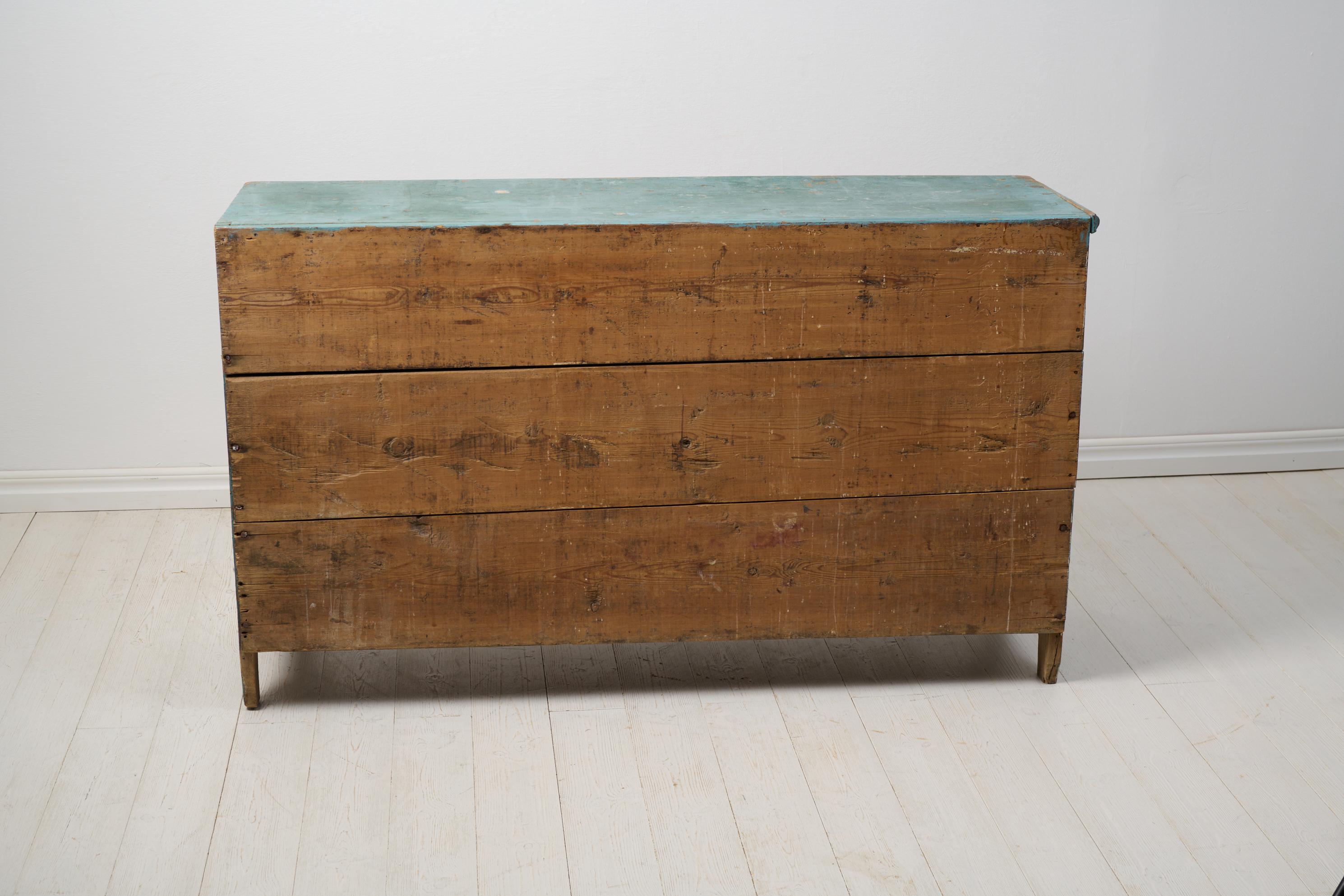 Antique Swedish Genuine Rustic Blue Low Country Pine Sideboard  For Sale 6