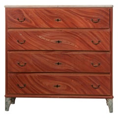 Antique Swedish Genuine Tall Red Painted Gustavian Country Chest of Drawers