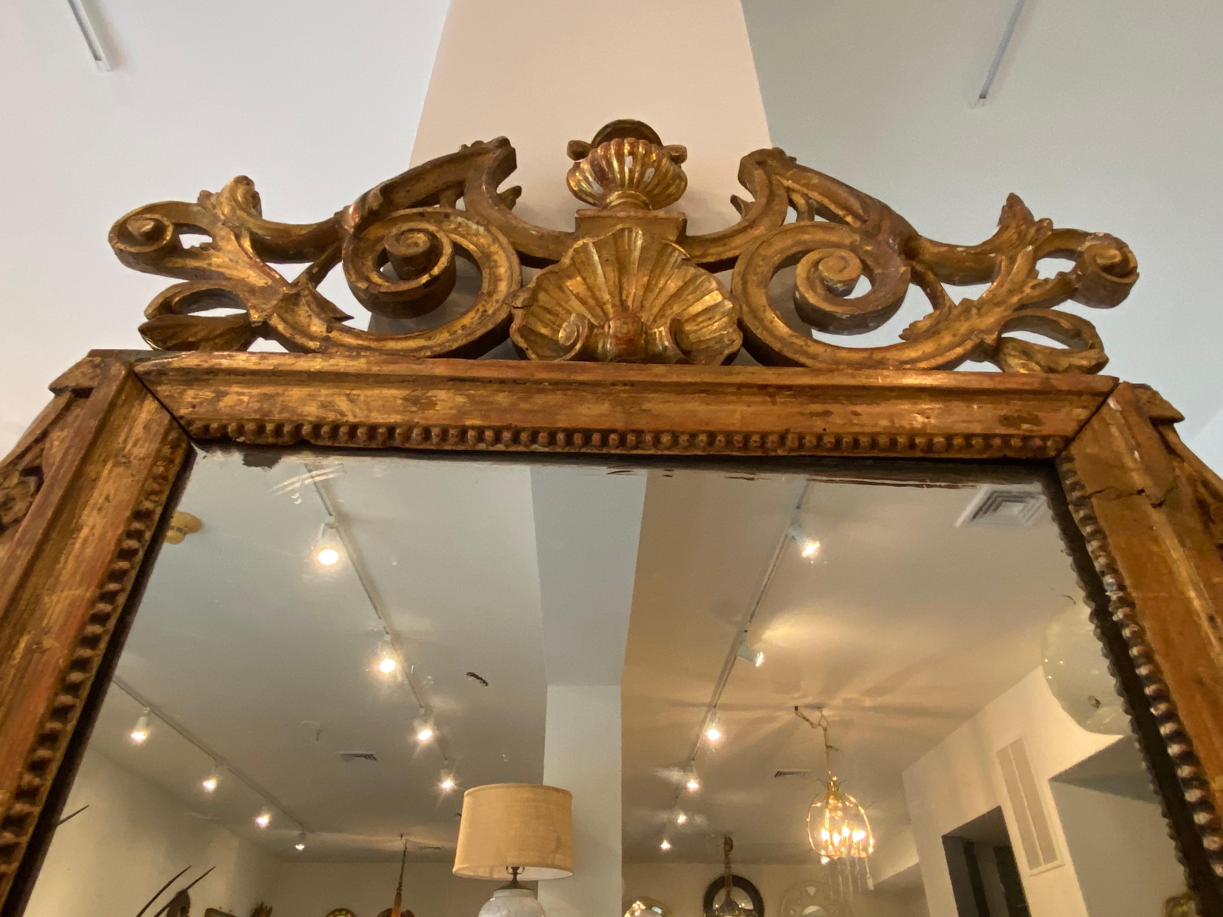 Antique Swedish Gilt and Carved Mirror For Sale 2