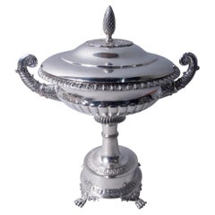 Antique Swedish Greek Revival Silver Covered Kylix Bowl, 1828