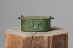 Antique Swedish Green Folk Art Bentwood Box
