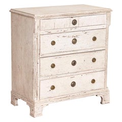 Antique Swedish Gustanvian Small White Painted Chest of Drawers