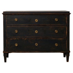 Antique Swedish Gustavian Black Pine Chest of Drawers