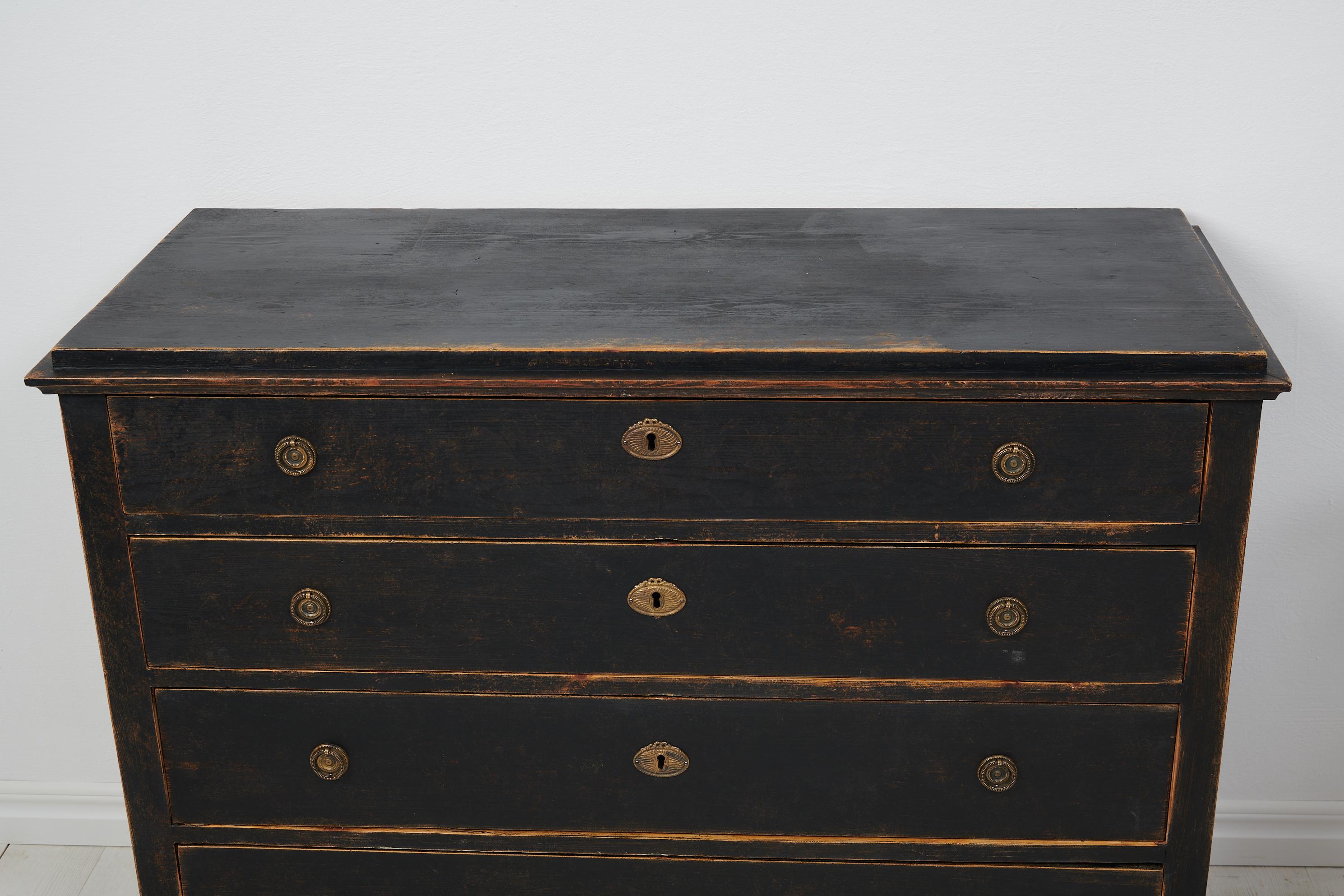 Antique Swedish Gustavian Black Pine Commode 1