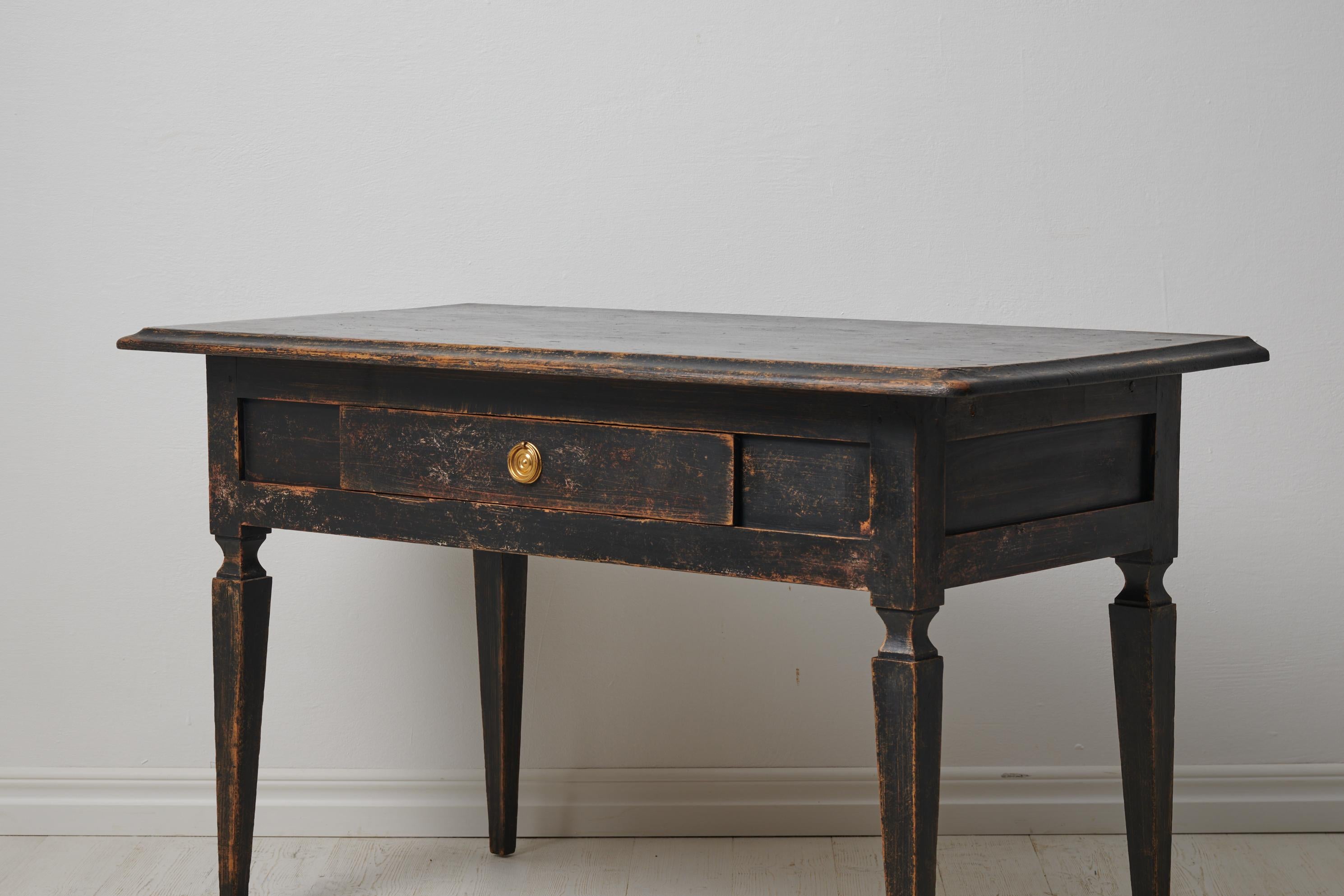 Antique Swedish Gustavian Black Pine Table 5