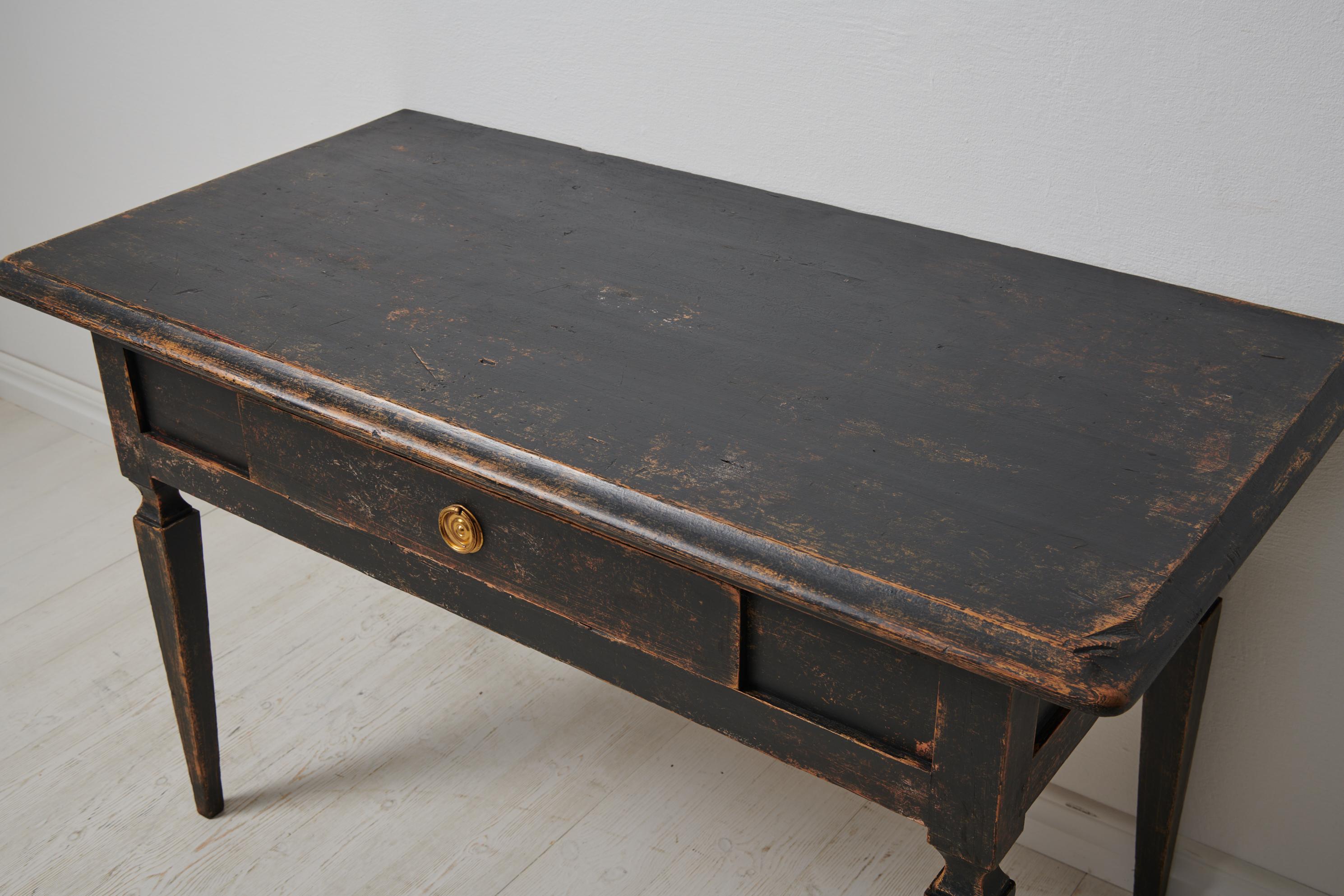 Antique Swedish Gustavian Black Pine Table 6