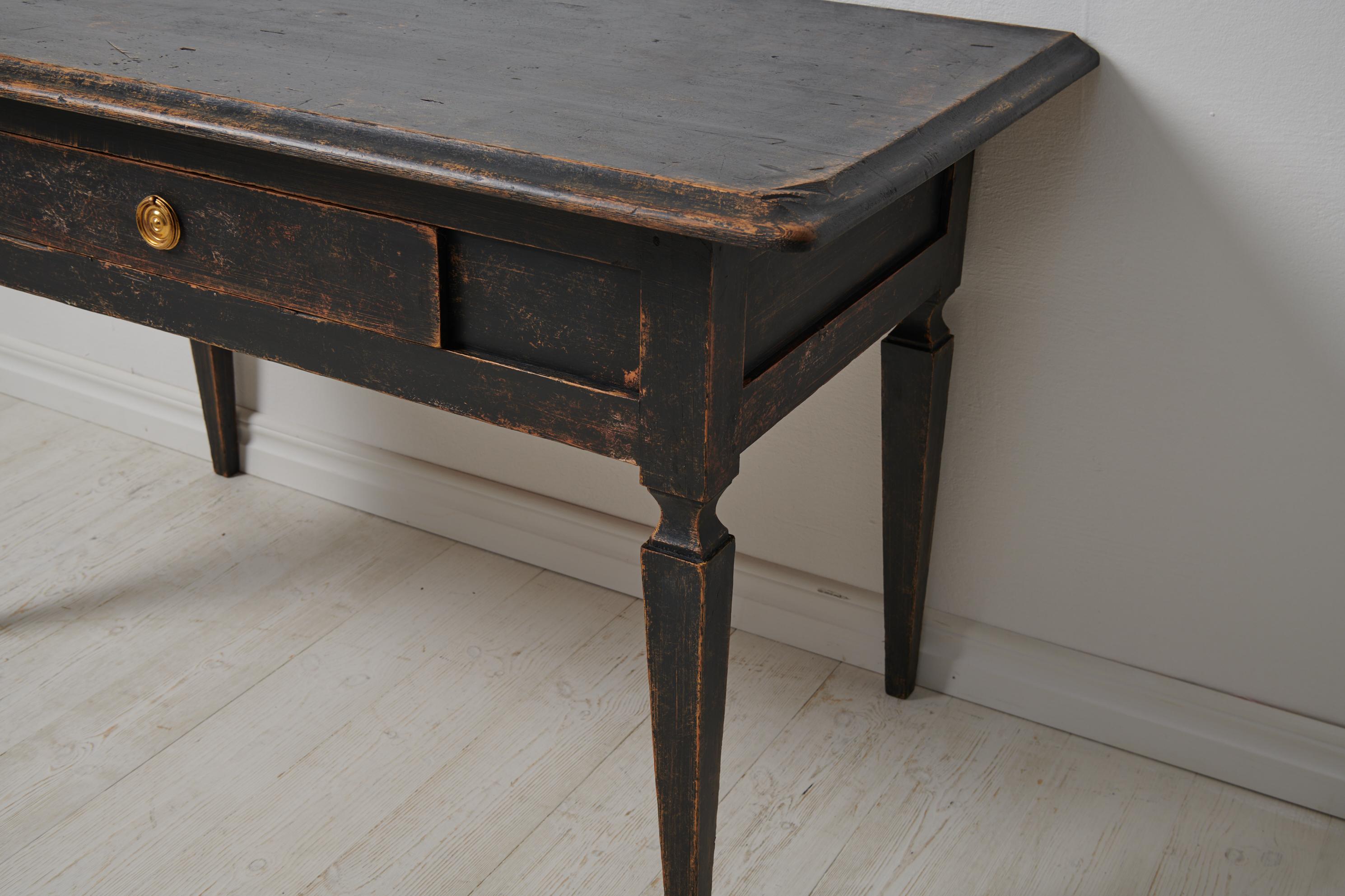 Antique Swedish Gustavian Black Pine Table 7