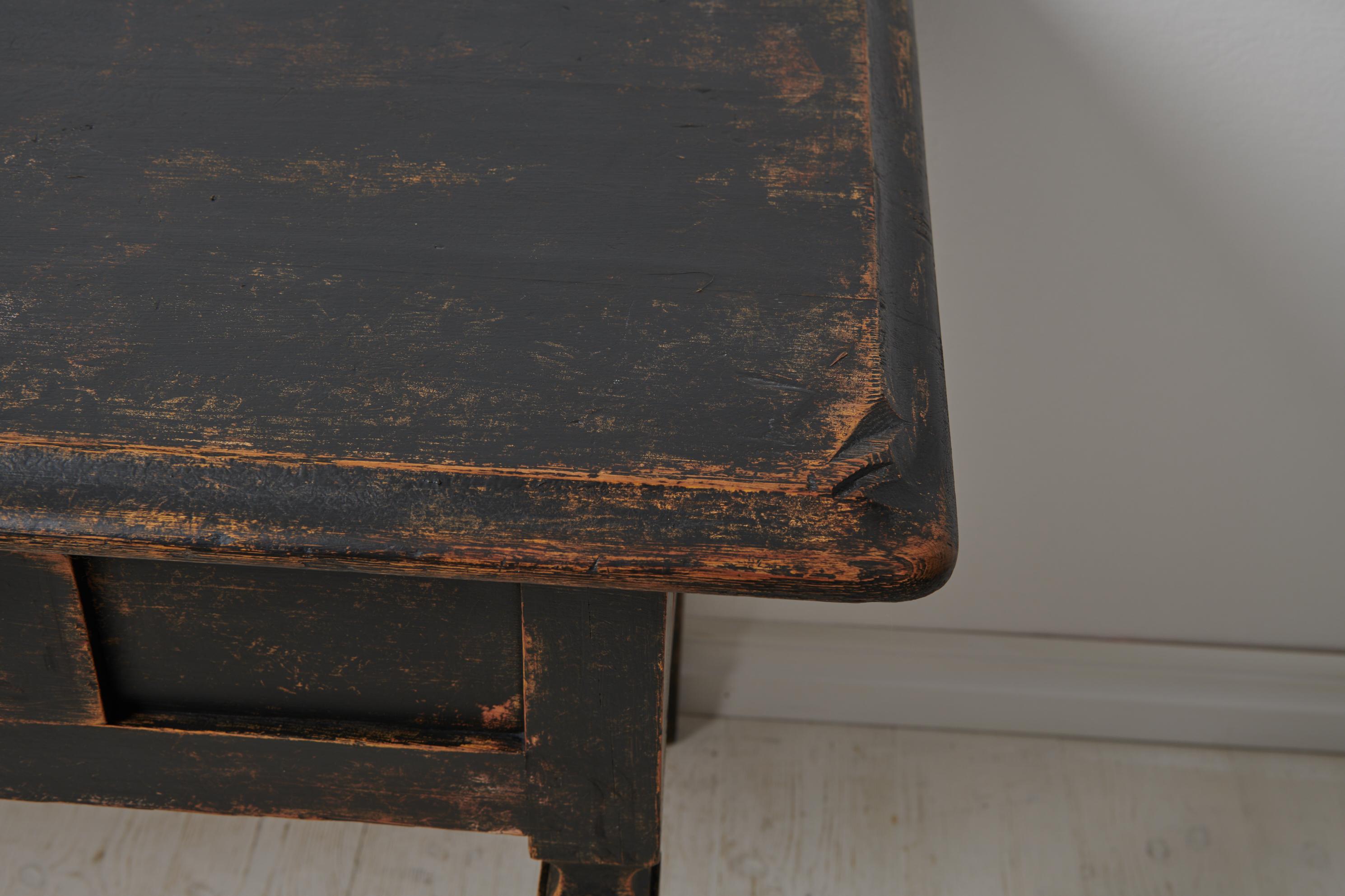 Antique Swedish Gustavian Black Pine Table 8