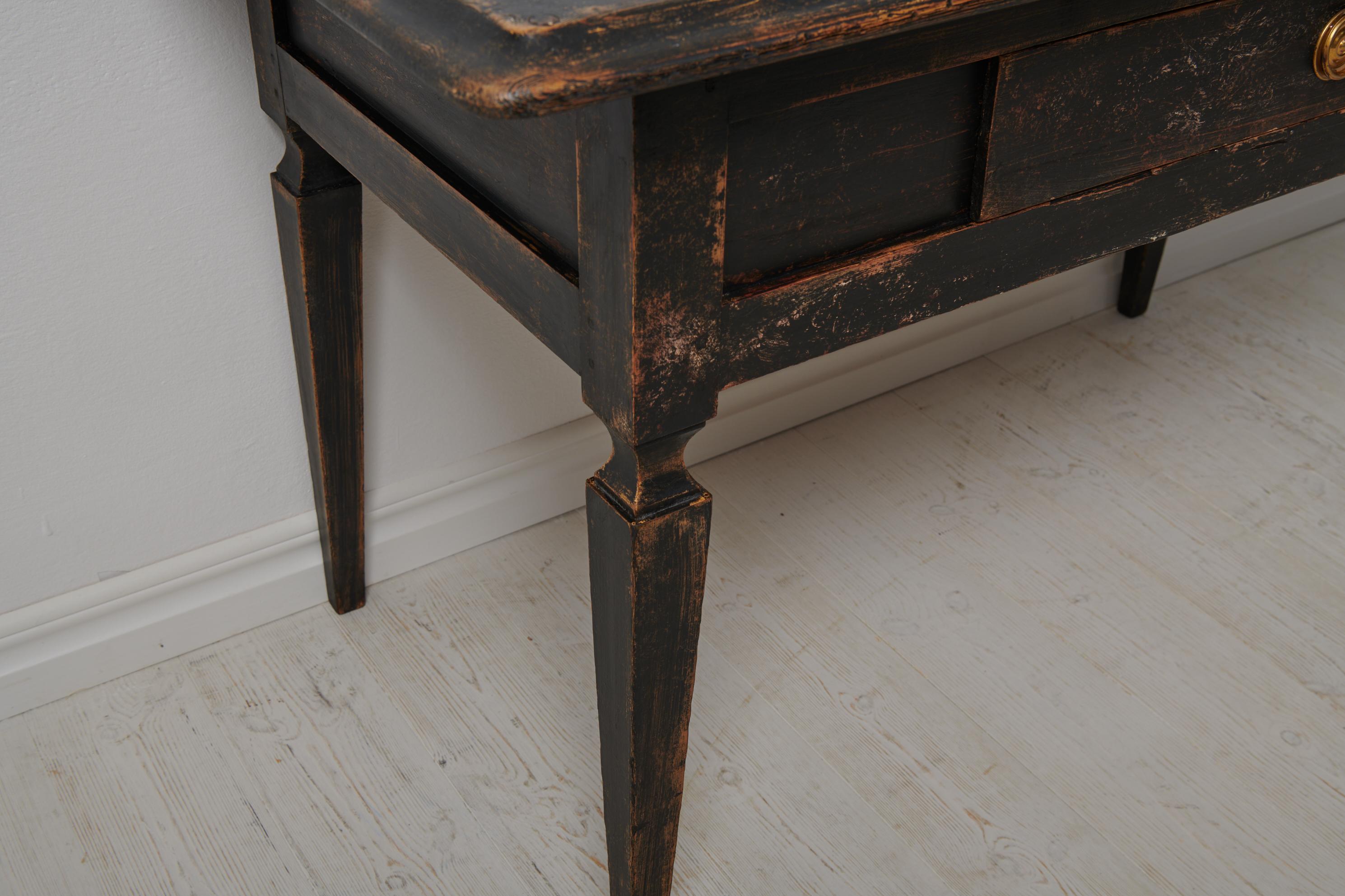 Antique Swedish Gustavian Black Pine Table 9