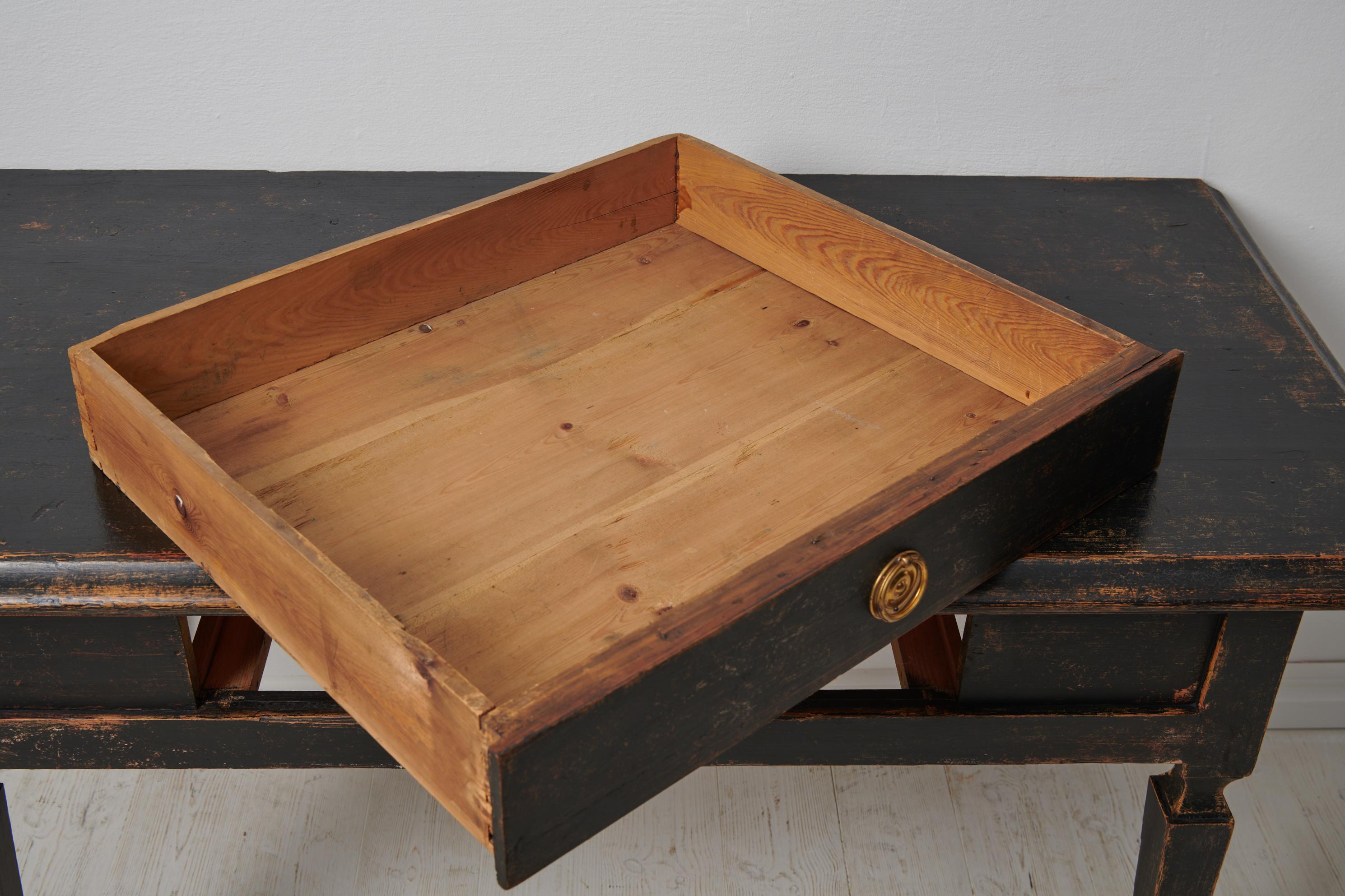 Antique Swedish Gustavian Black Pine Table 10