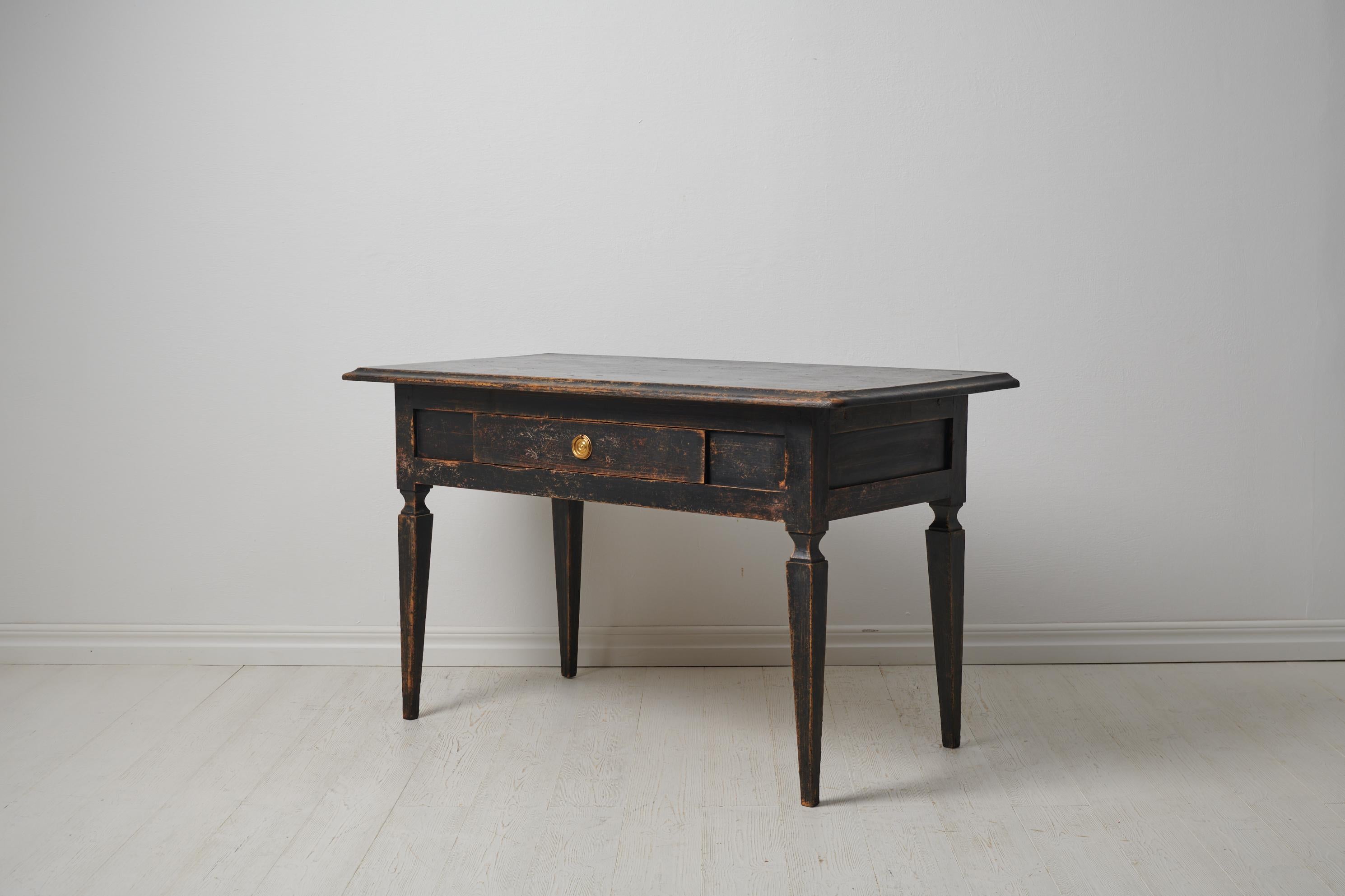 Hand-Crafted Antique Swedish Gustavian Black Pine Table