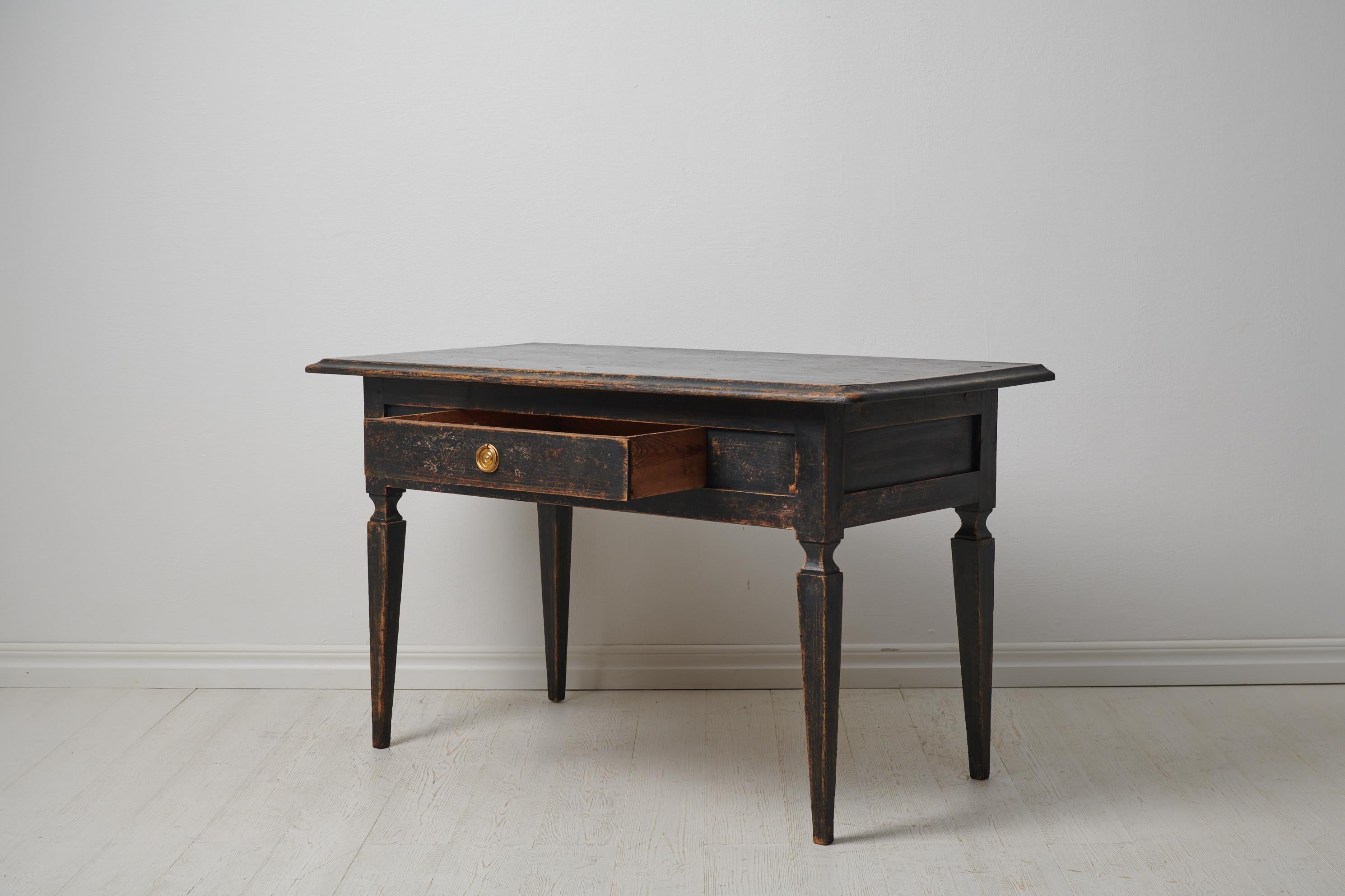 19th Century Antique Swedish Gustavian Black Pine Table