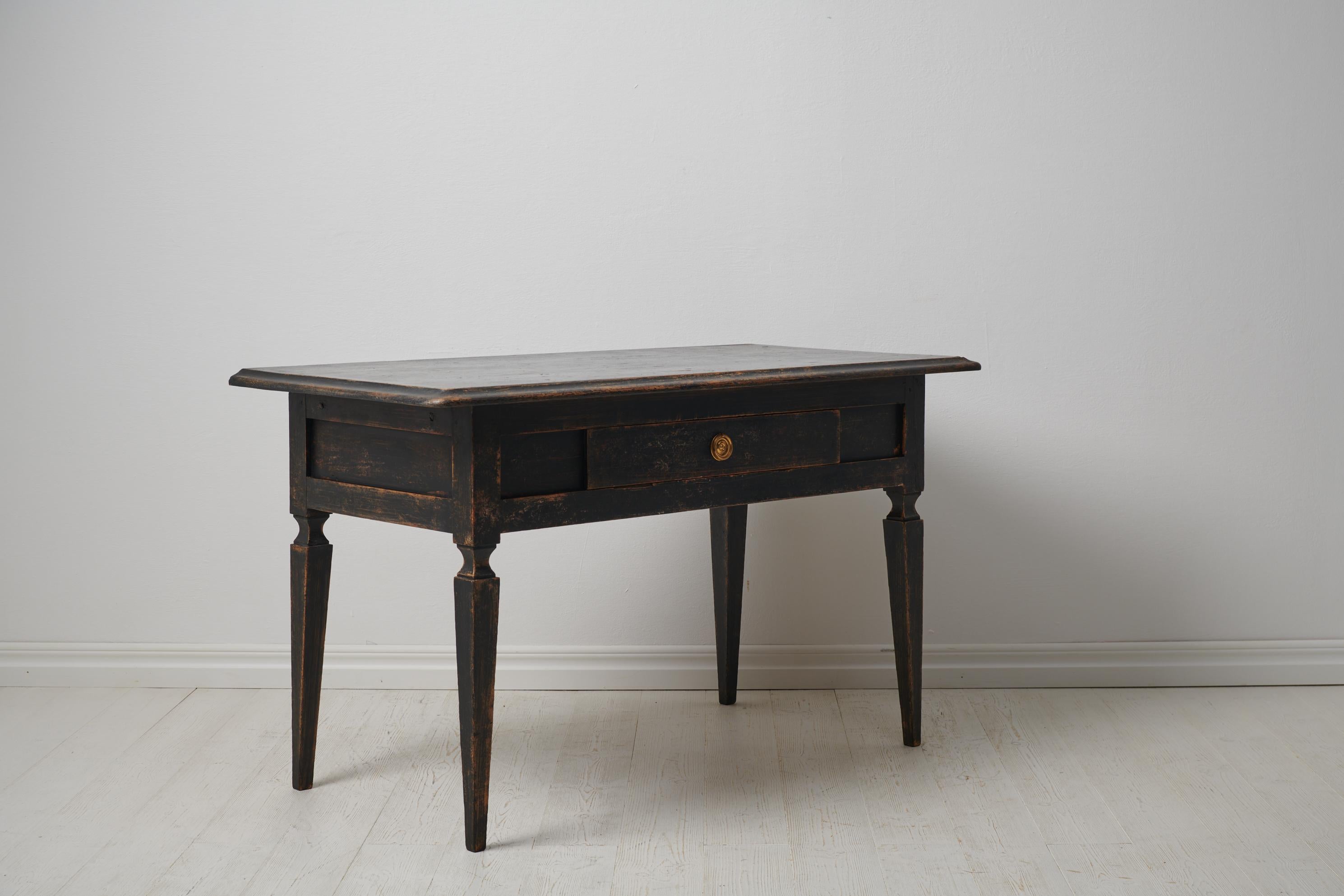 Antique Swedish Gustavian Black Pine Table 1