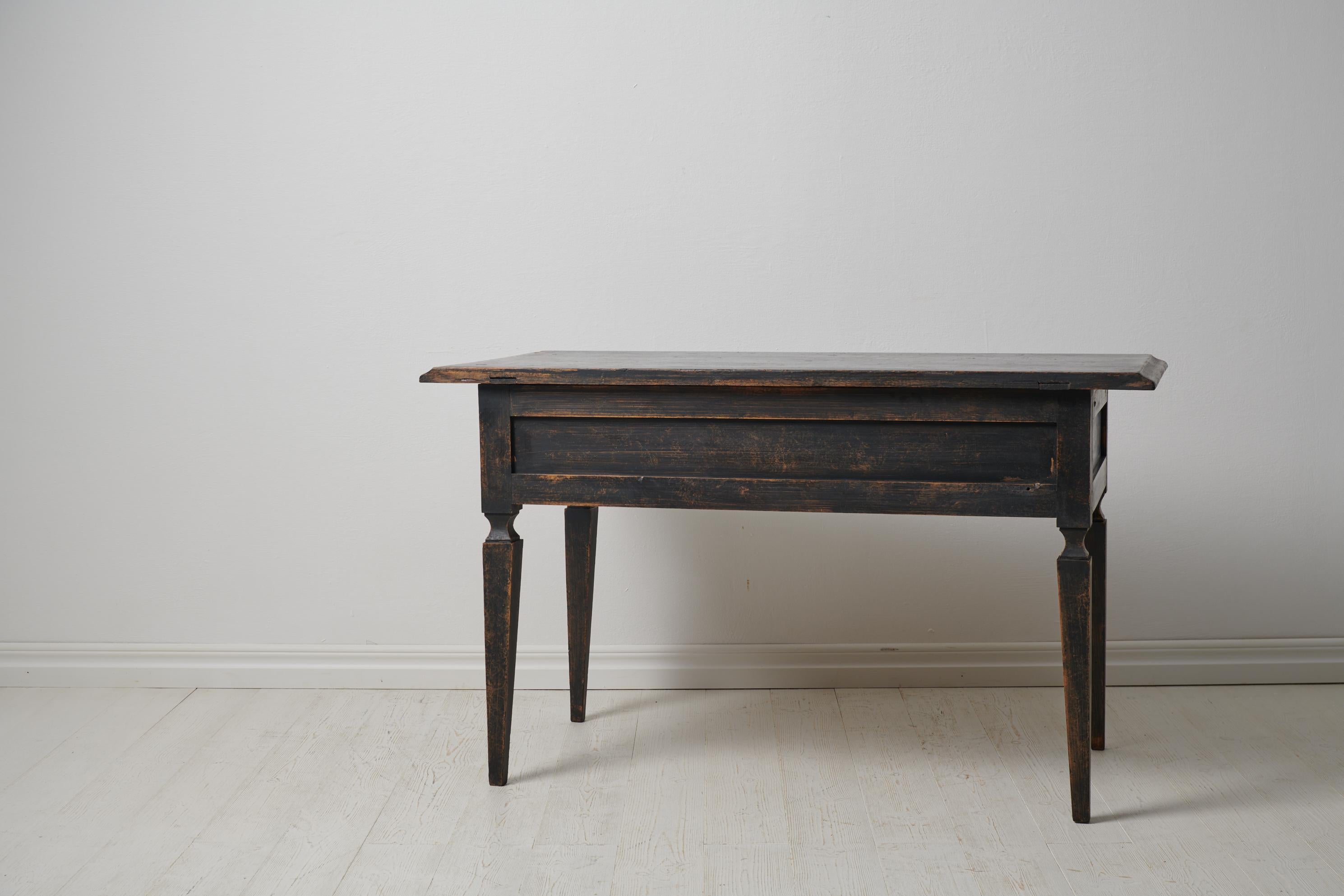 Antique Swedish Gustavian Black Pine Table 2