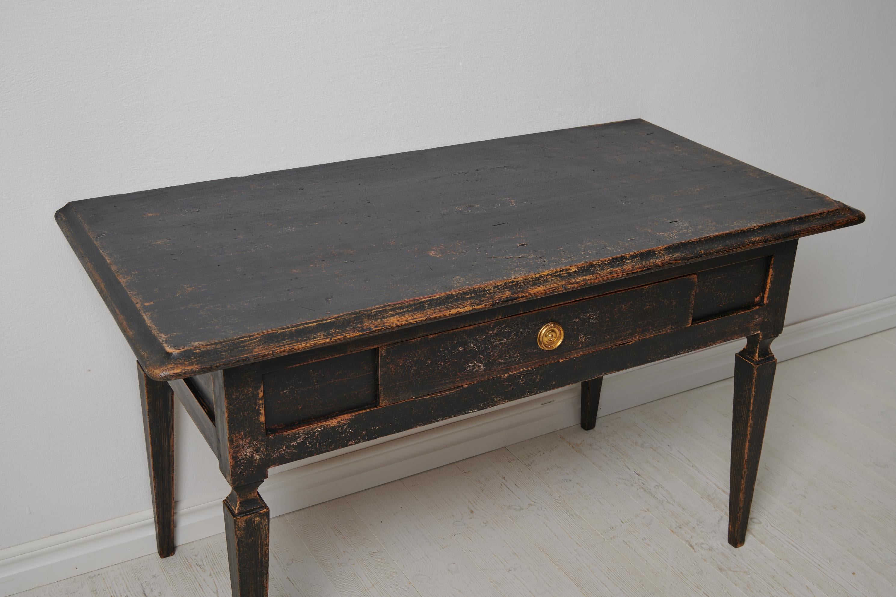 Antique Swedish Gustavian Black Pine Table 3
