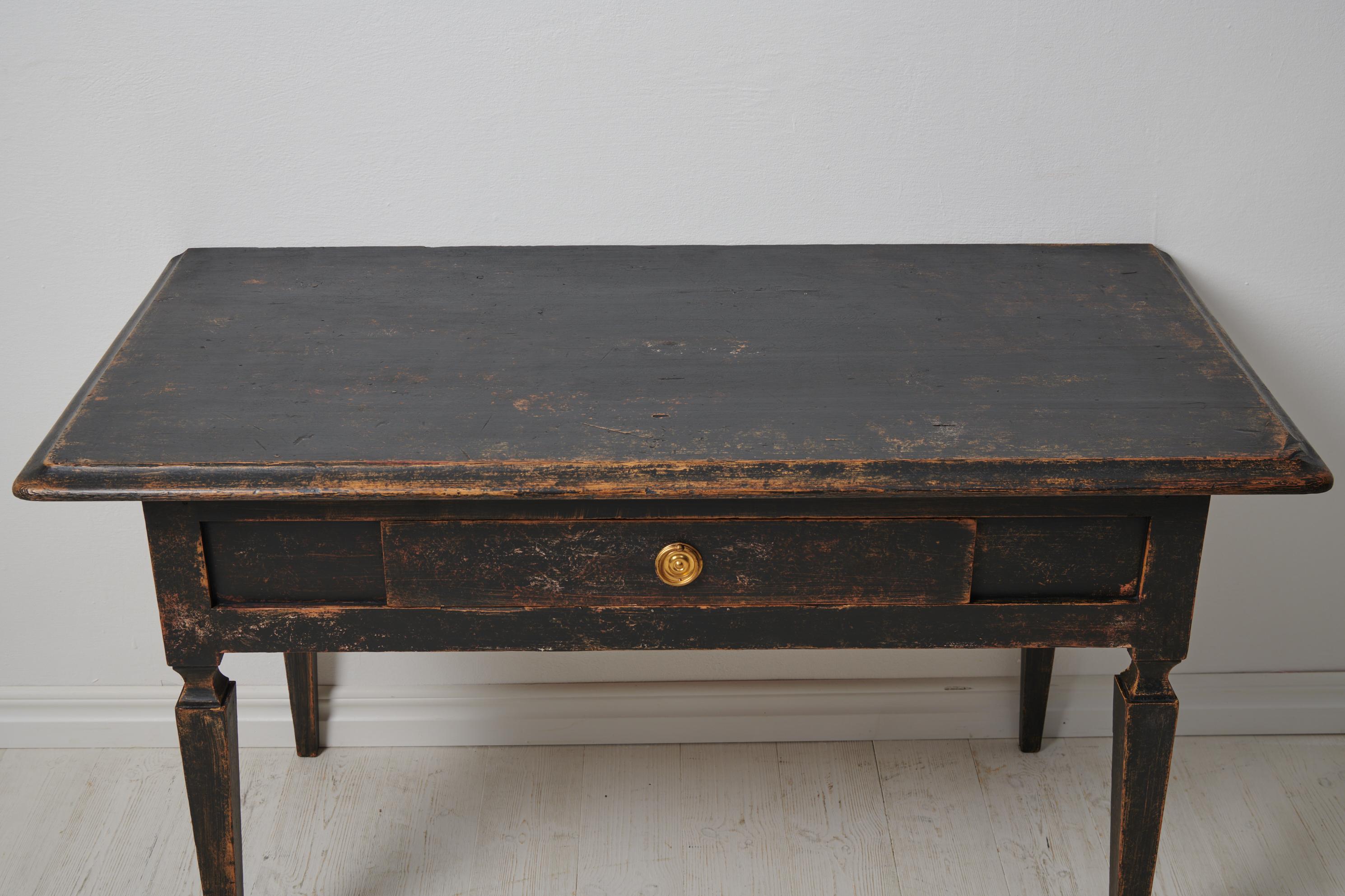 Antique Swedish Gustavian Black Pine Table 4