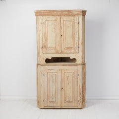 Antique Genuine Swedish Gustavian Large Original Country Corner Cabinet