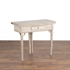 Antique Swedish Gustavian Gray Painted Folding Game Table Small Console Table Ci