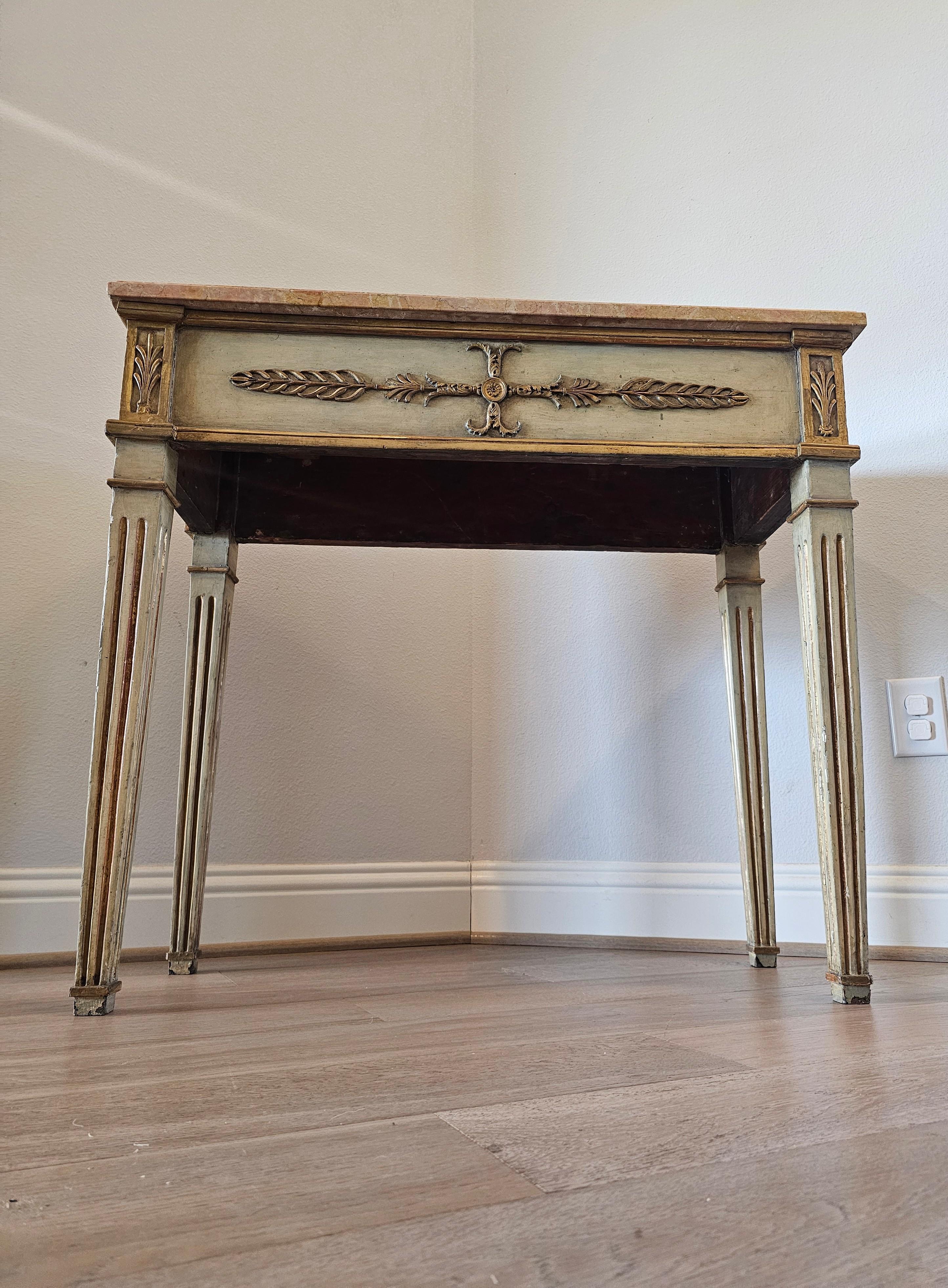 Antique Swedish Gustavian Neoclassical Painted Wooden Console Table  For Sale 9