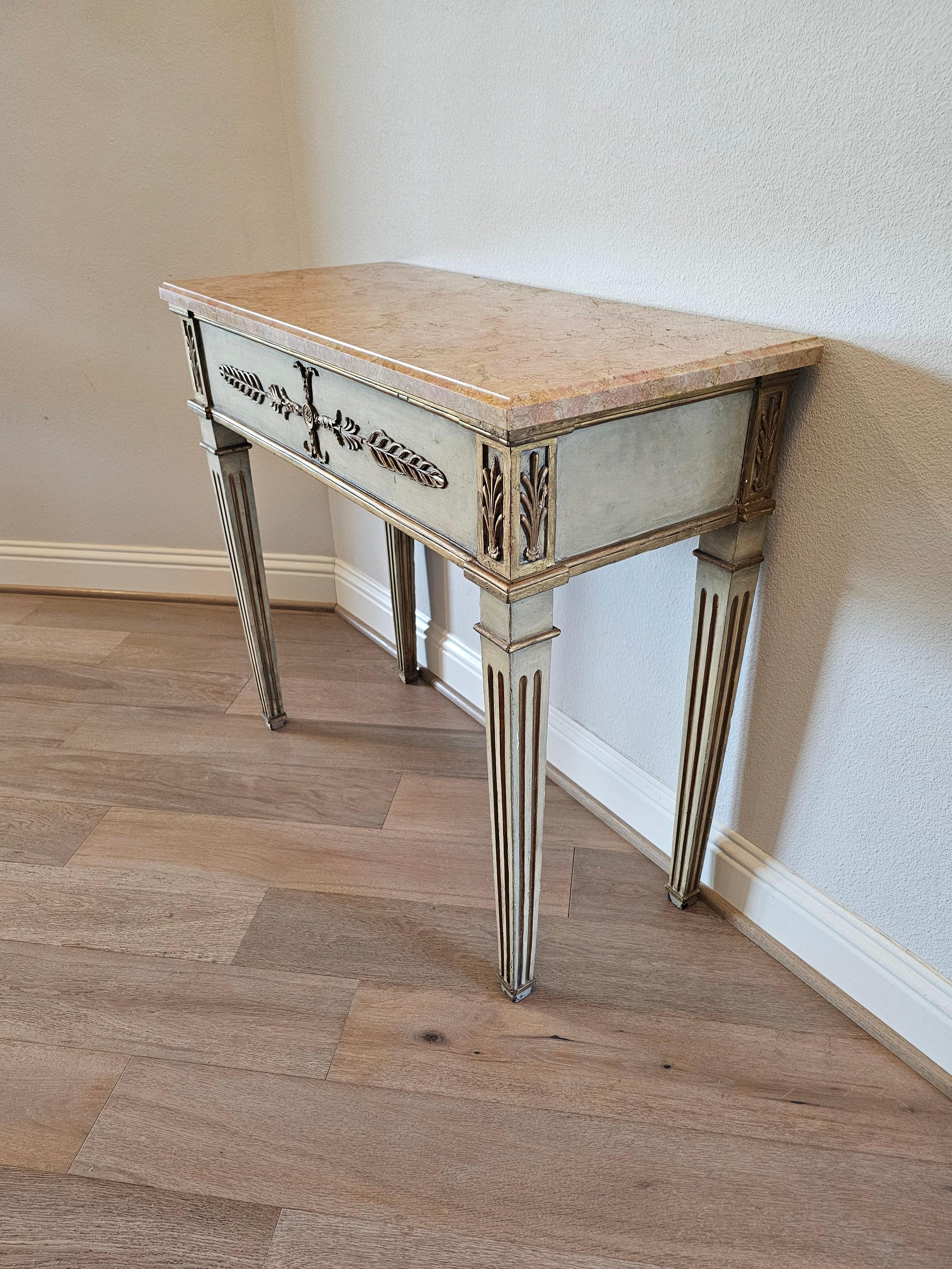 Ancienne table console suédoise gustavienne néoclassique en bois peint  en vente 9