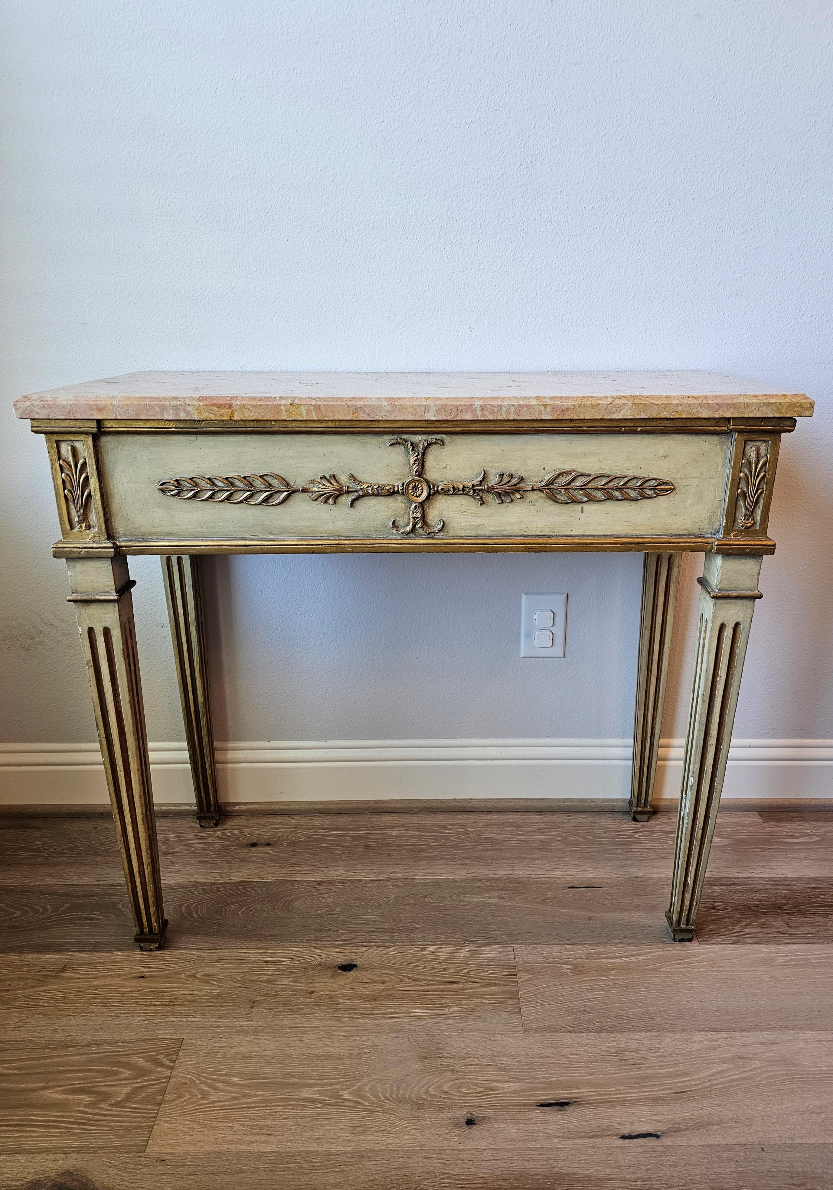 Hand-Painted Antique Swedish Gustavian Neoclassical Painted Wooden Console Table  For Sale