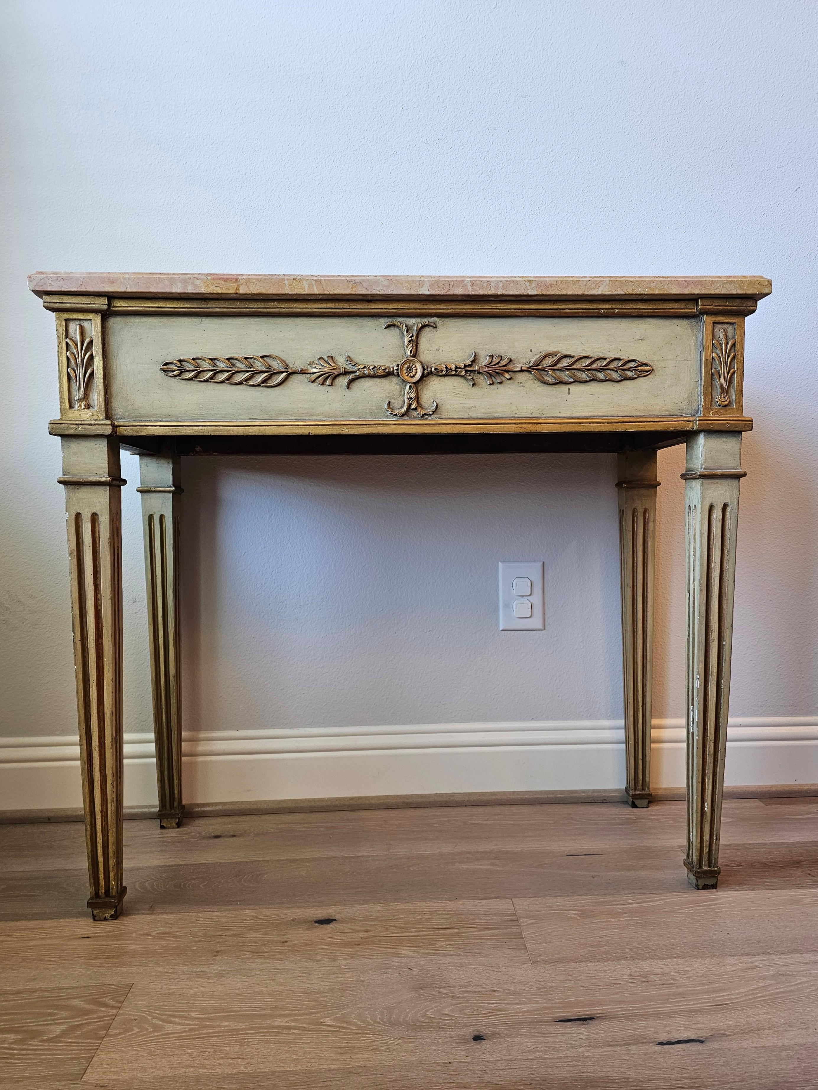 Antique Swedish Gustavian Neoclassical Painted Wooden Console Table  In Good Condition For Sale In Forney, TX