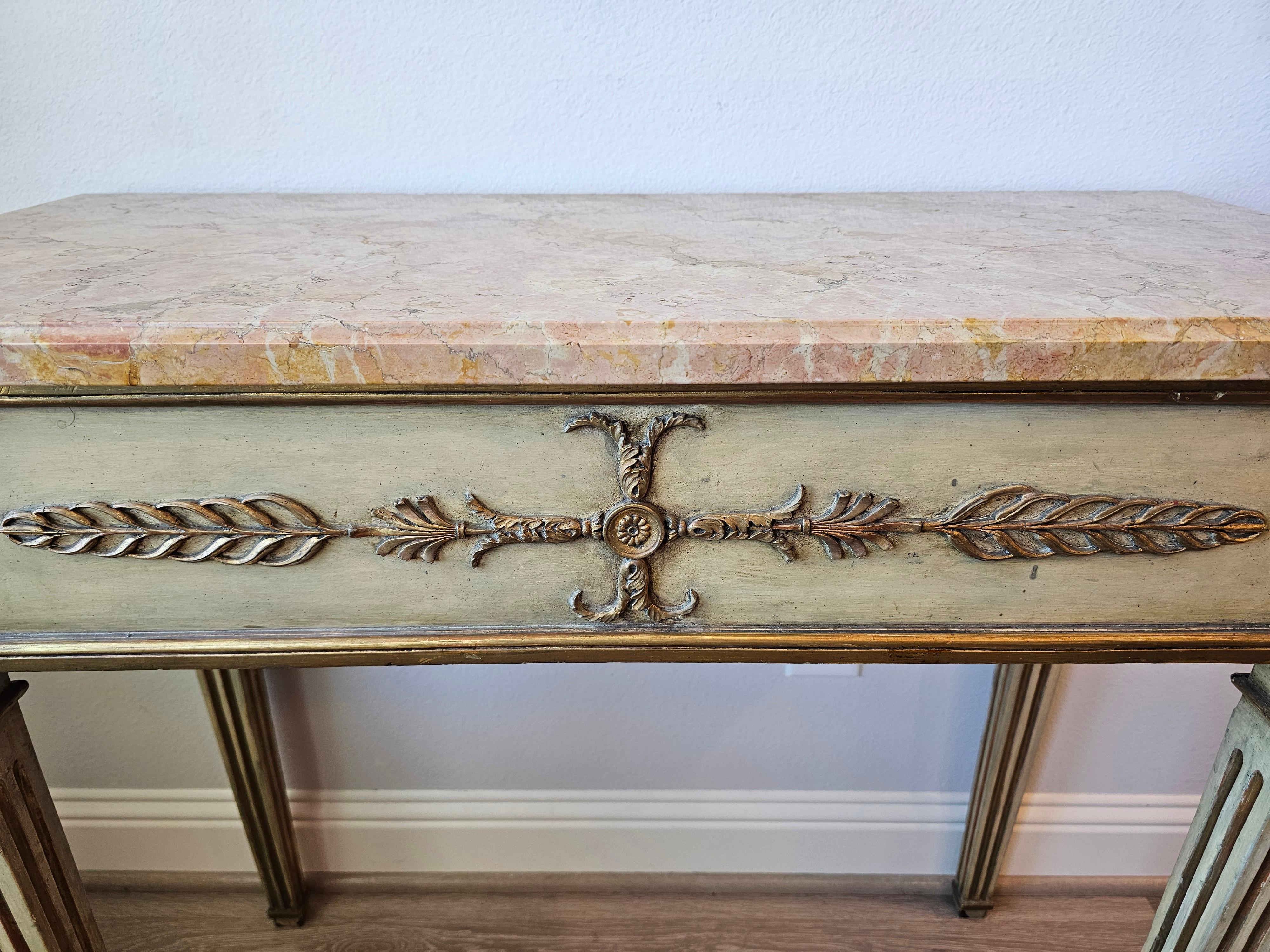 19th Century Antique Swedish Gustavian Neoclassical Painted Wooden Console Table  For Sale
