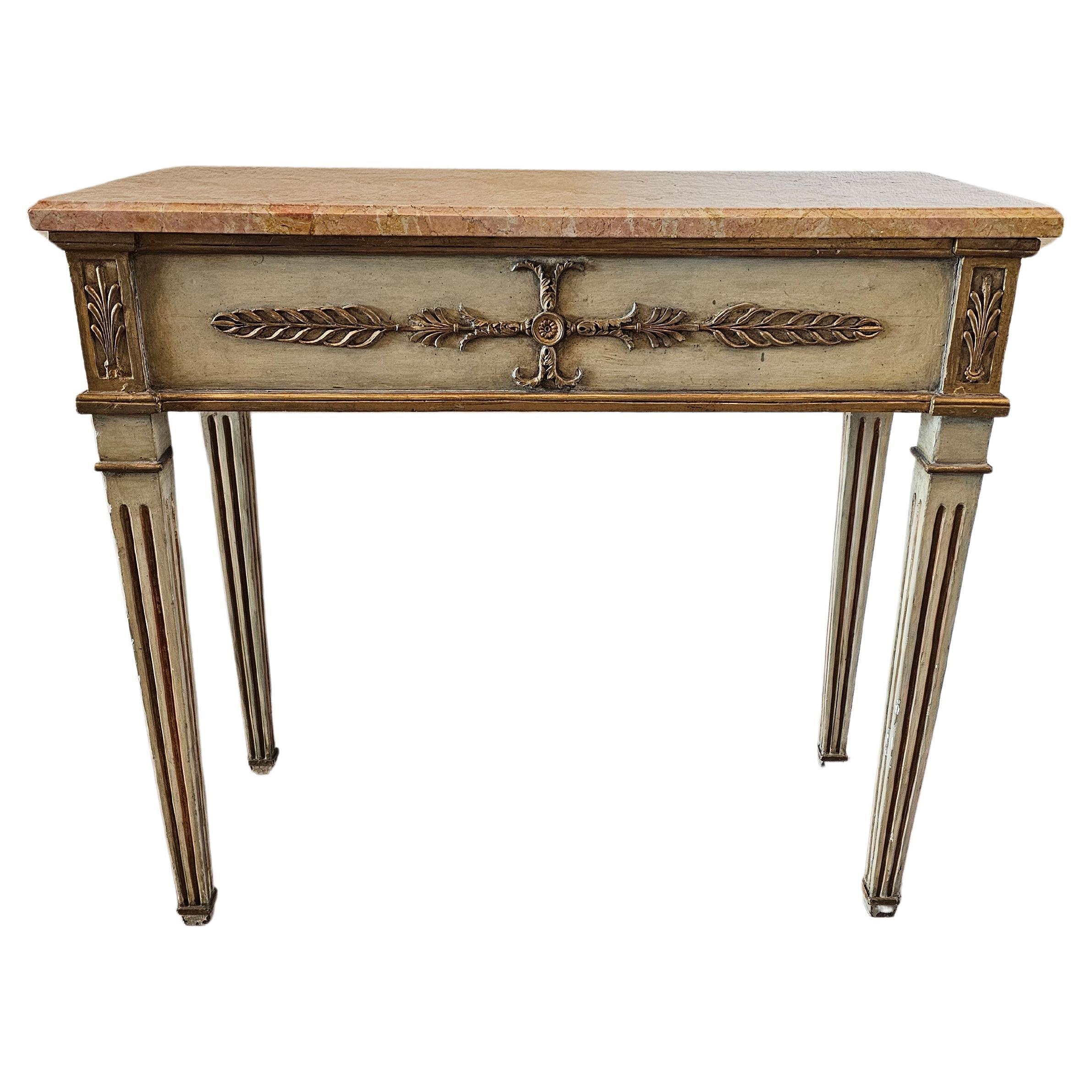Ancienne table console suédoise gustavienne néoclassique en bois peint  en vente