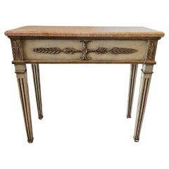 Ancienne table console suédoise gustavienne néoclassique en bois peint 
