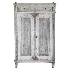 Antiguo Aparador Sueco Gustaviano Pintado Buffet Comoda Blanco C.1850