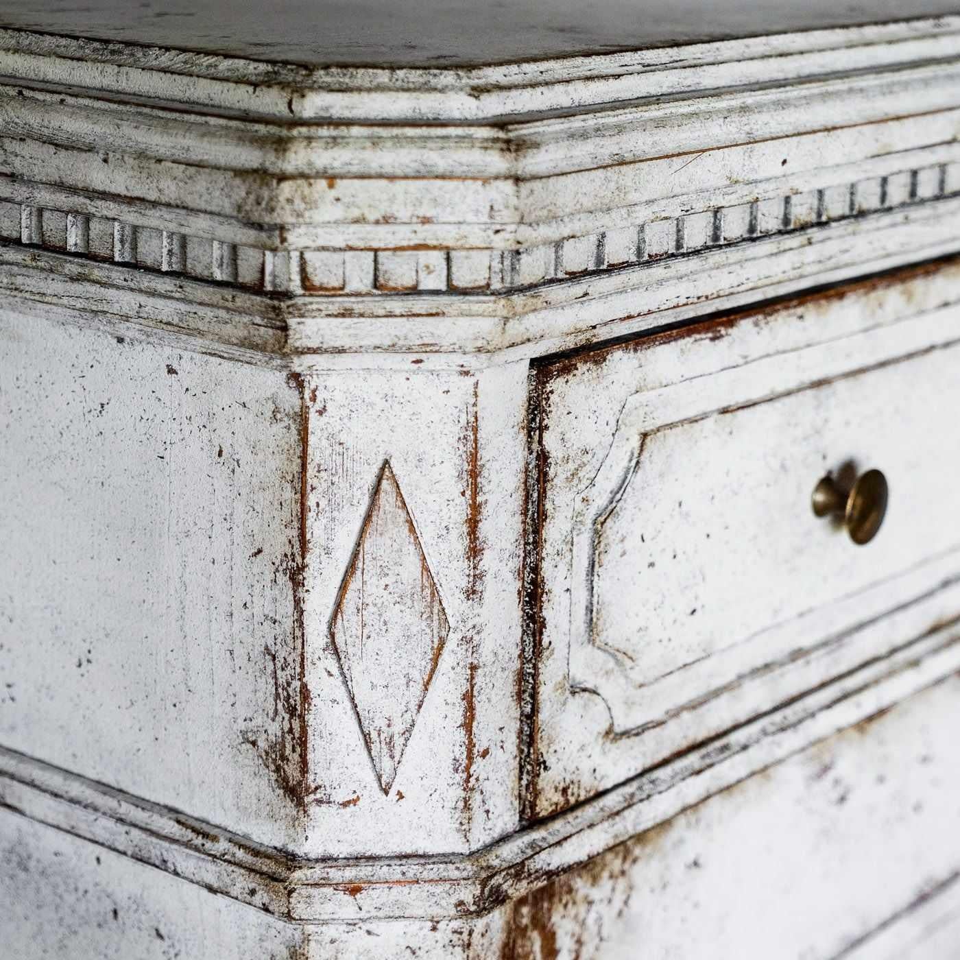 18th Century Antique Swedish Gustavian Painted Sideboard Buffet Commode White C.1860 For Sale