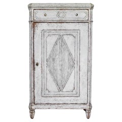 Antike schwedische Gustavianische bemalte Sideboard-Buffetkommode, weiß lackiert, um 1860