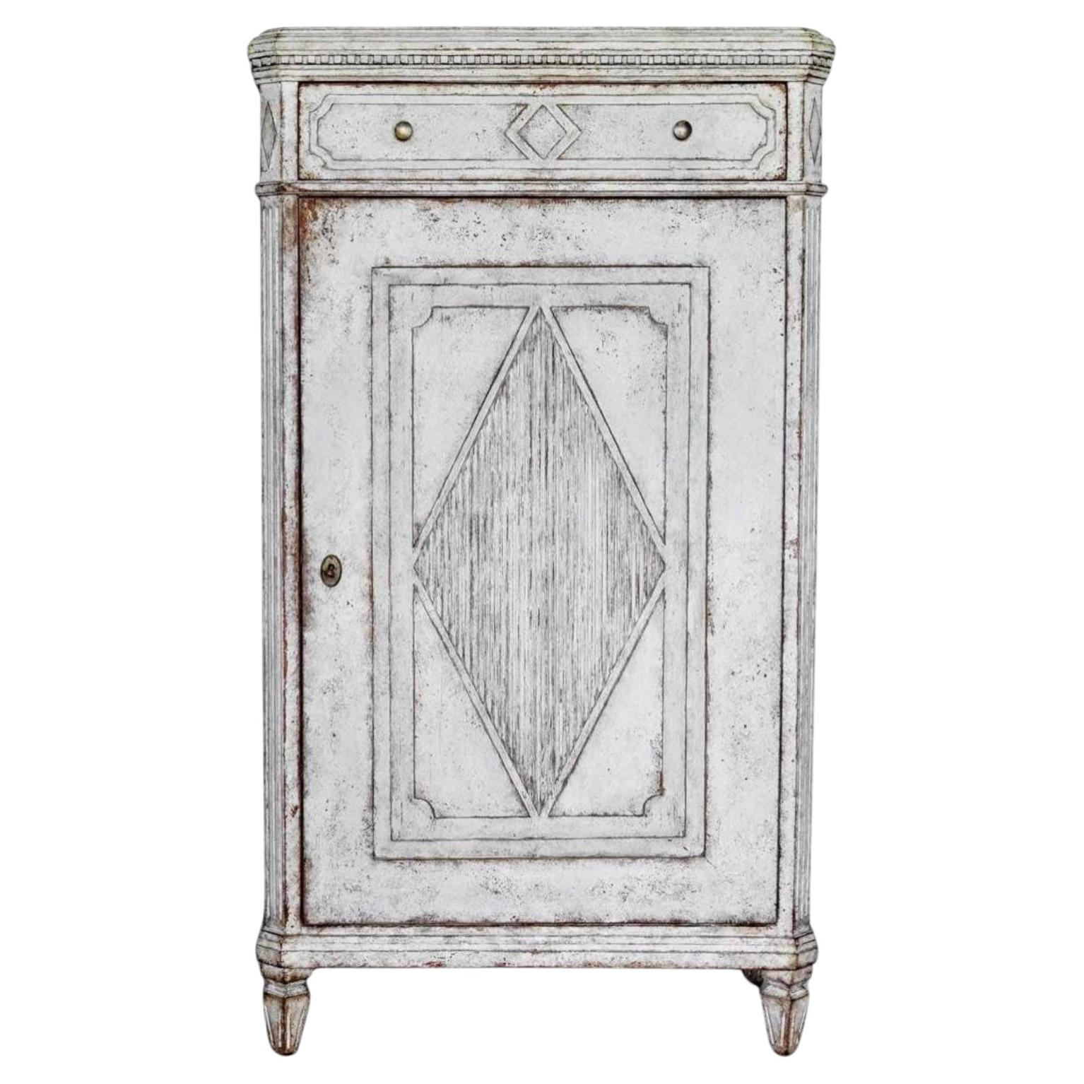 Antique Swedish Gustavian Painted Sideboard Buffet Commode White C.1860 For Sale