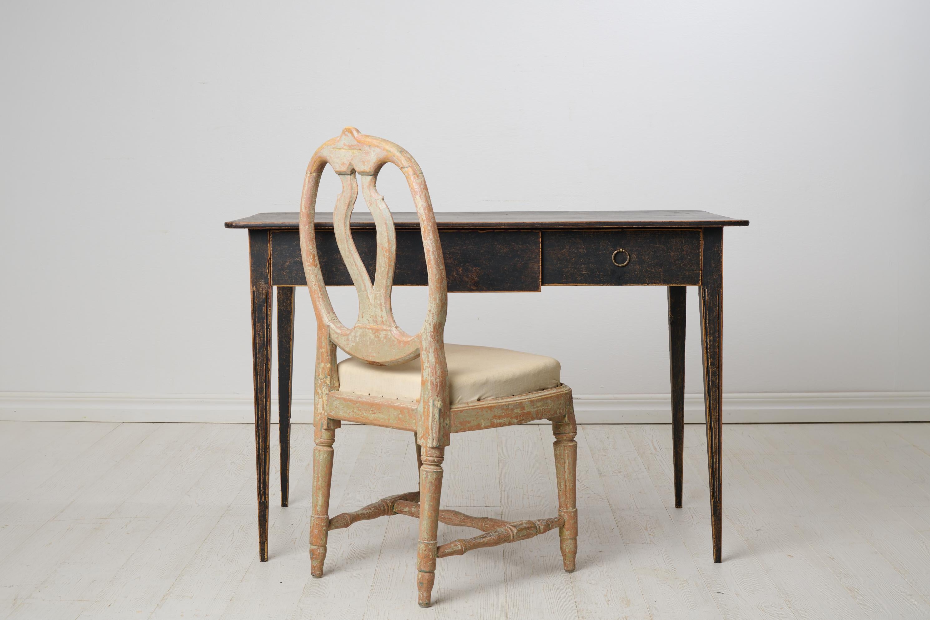 Hand-Crafted Antique Swedish Gustavian Period Elegant Desk Made by Hand in Solid Pine For Sale