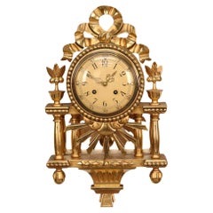 Antique Swedish Gustavian Rococo Giltwood Wall Clock, Stockholm Circa:1900s