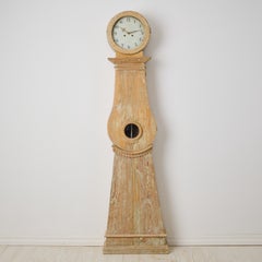 Antique Swedish Gustavian Rustic Long Case Clock, Hand-Carved Gustavian Decor