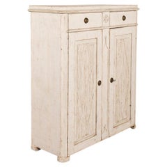 Antique Swedish Gustavian Sideboard Cupboard with White Painted Finish
