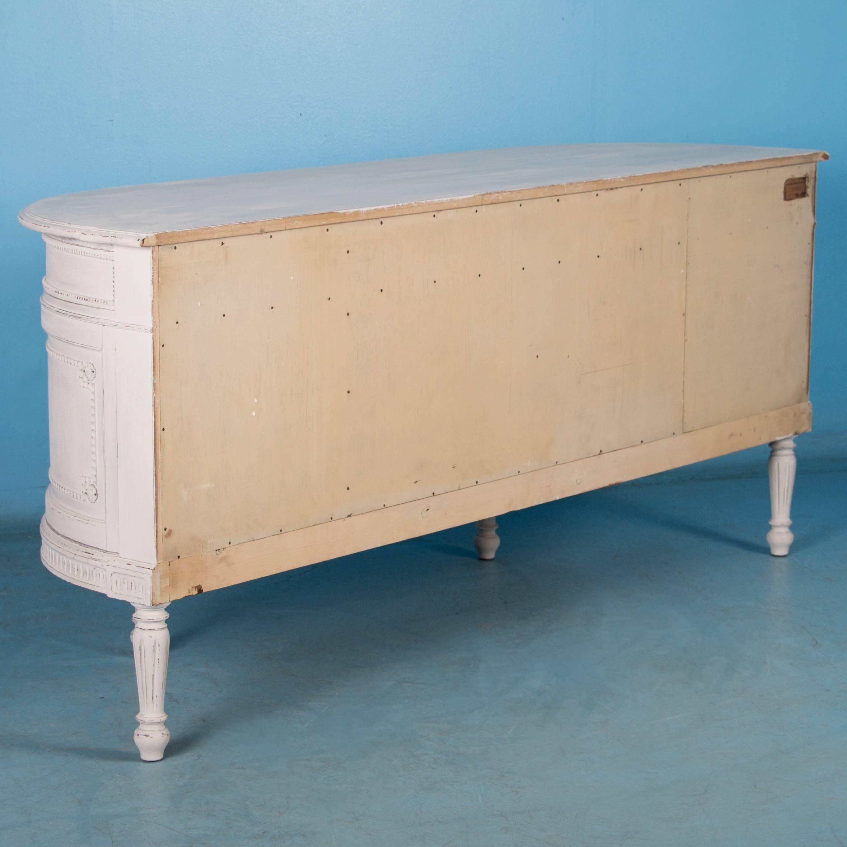 Antique Swedish Gustavian Sideboard Painted White In Good Condition In Round Top, TX