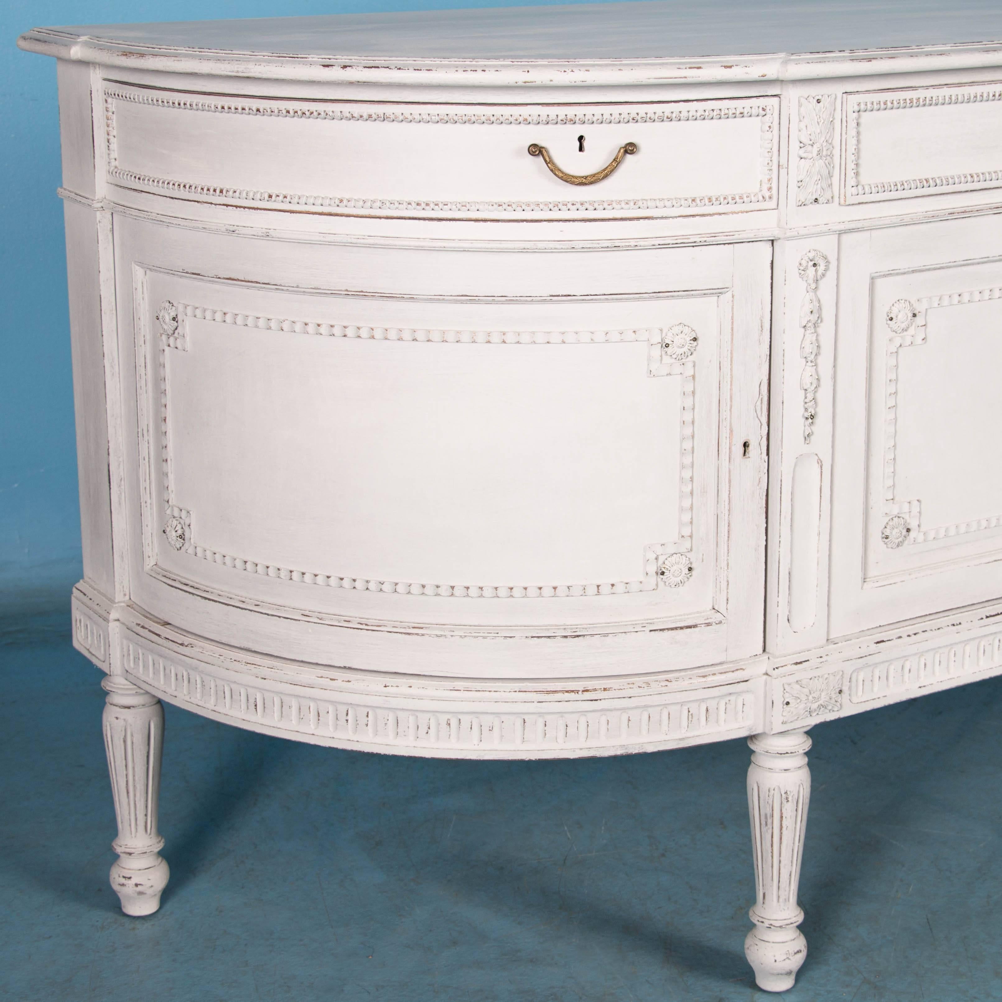 19th Century Antique Swedish Gustavian Sideboard Painted White