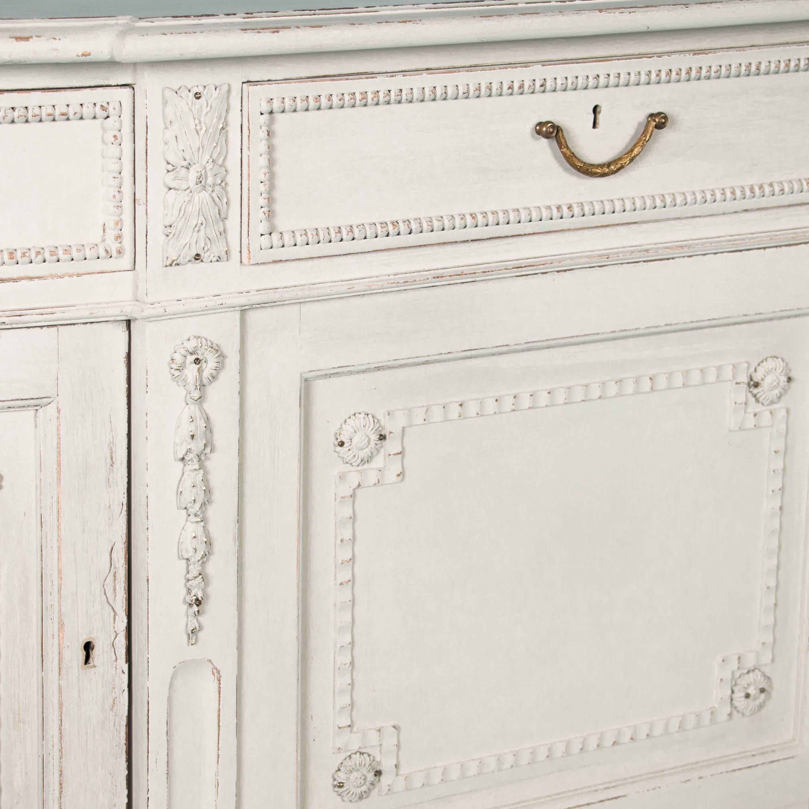 Antique Swedish Gustavian Sideboard Painted White 1