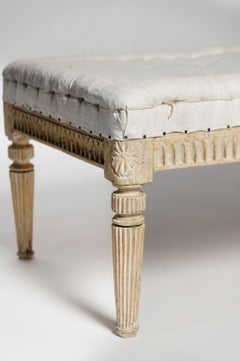 Antique Swedish Gustavian stool, long bench c1880