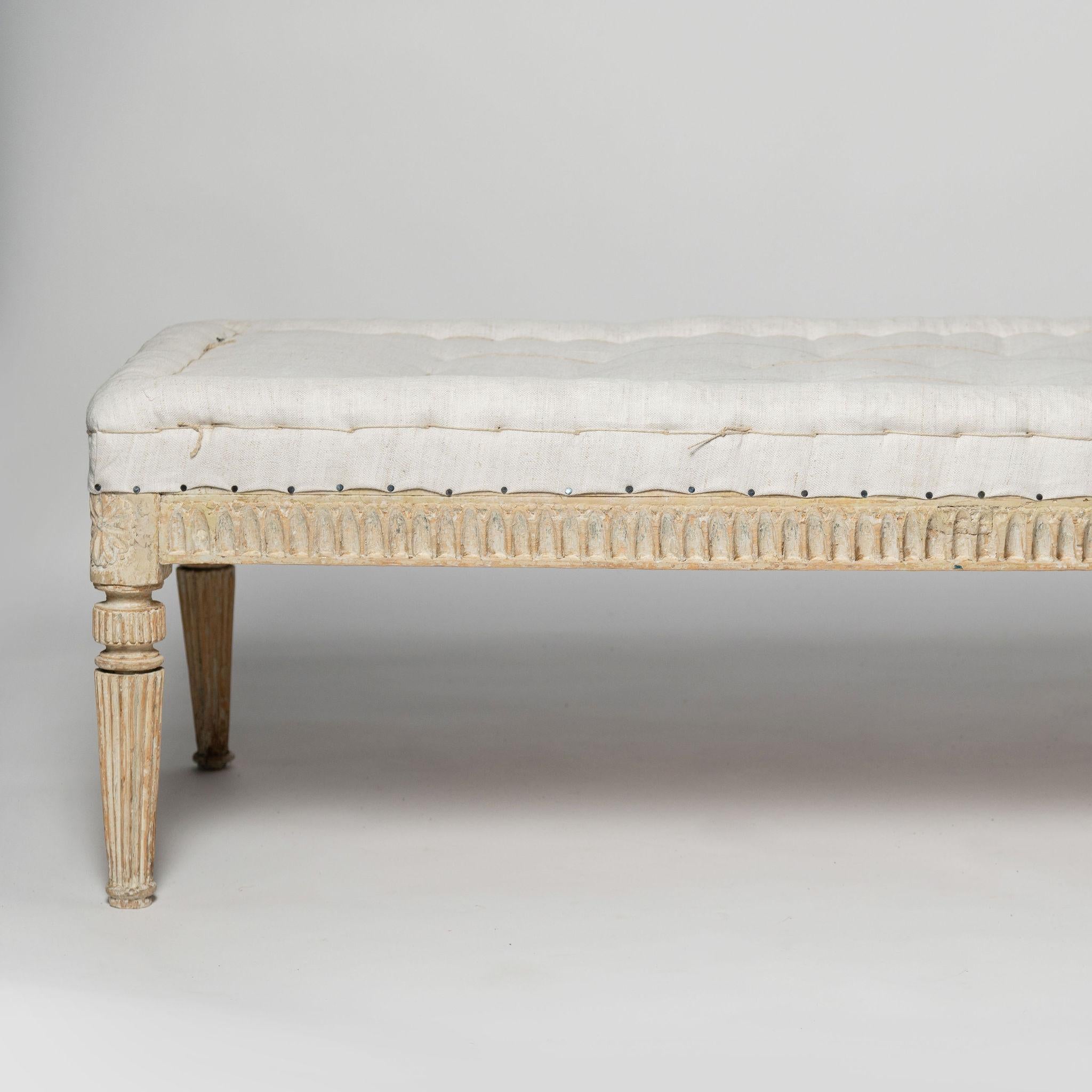 Antique Swedish Gustavian stool, long bench c1880 In Good Condition In Maidstone, GB