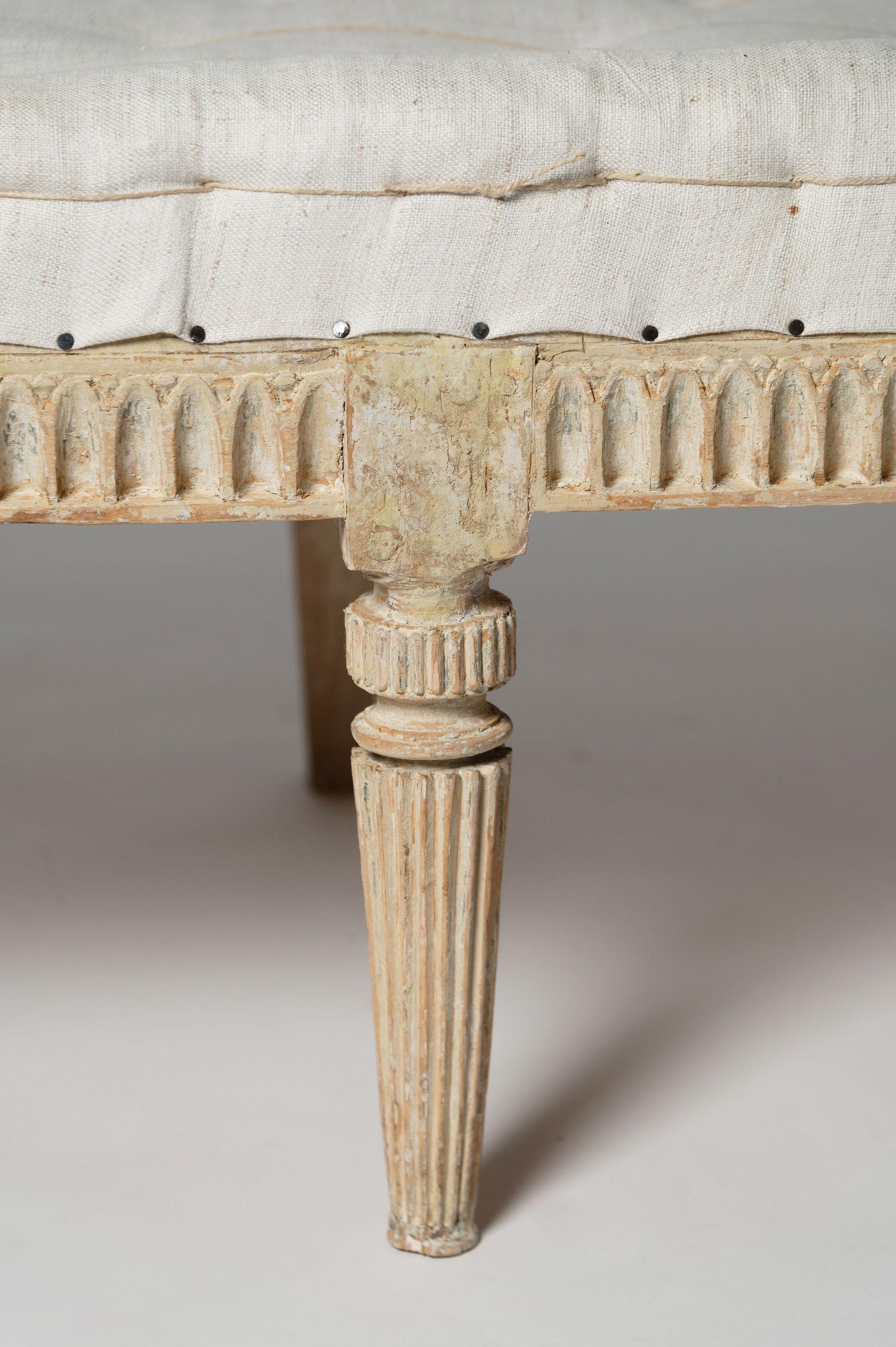 19th Century Antique Swedish Gustavian stool, long bench c1880
