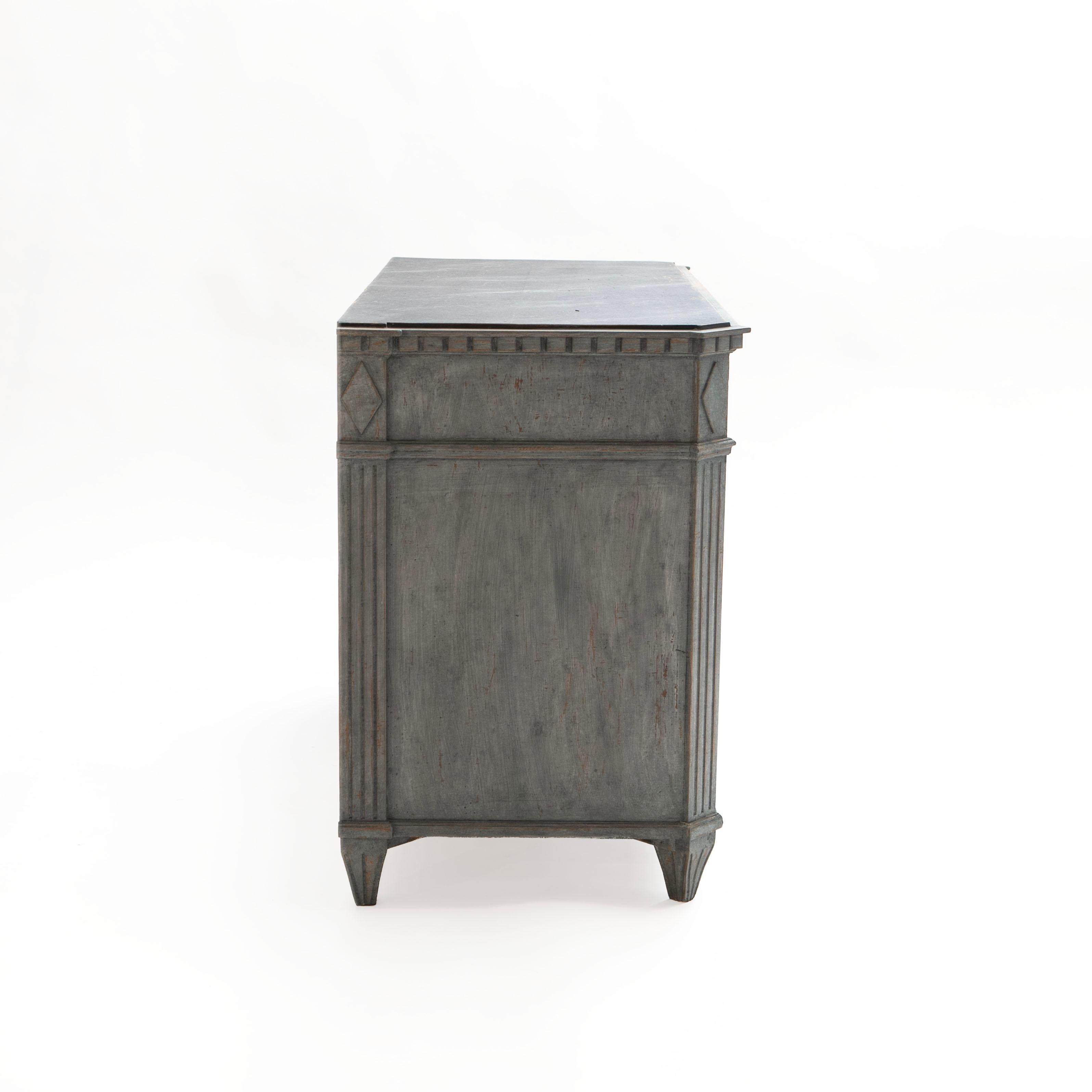 Wood Antique Swedish Gustavian Style Blue Chest of Drawers