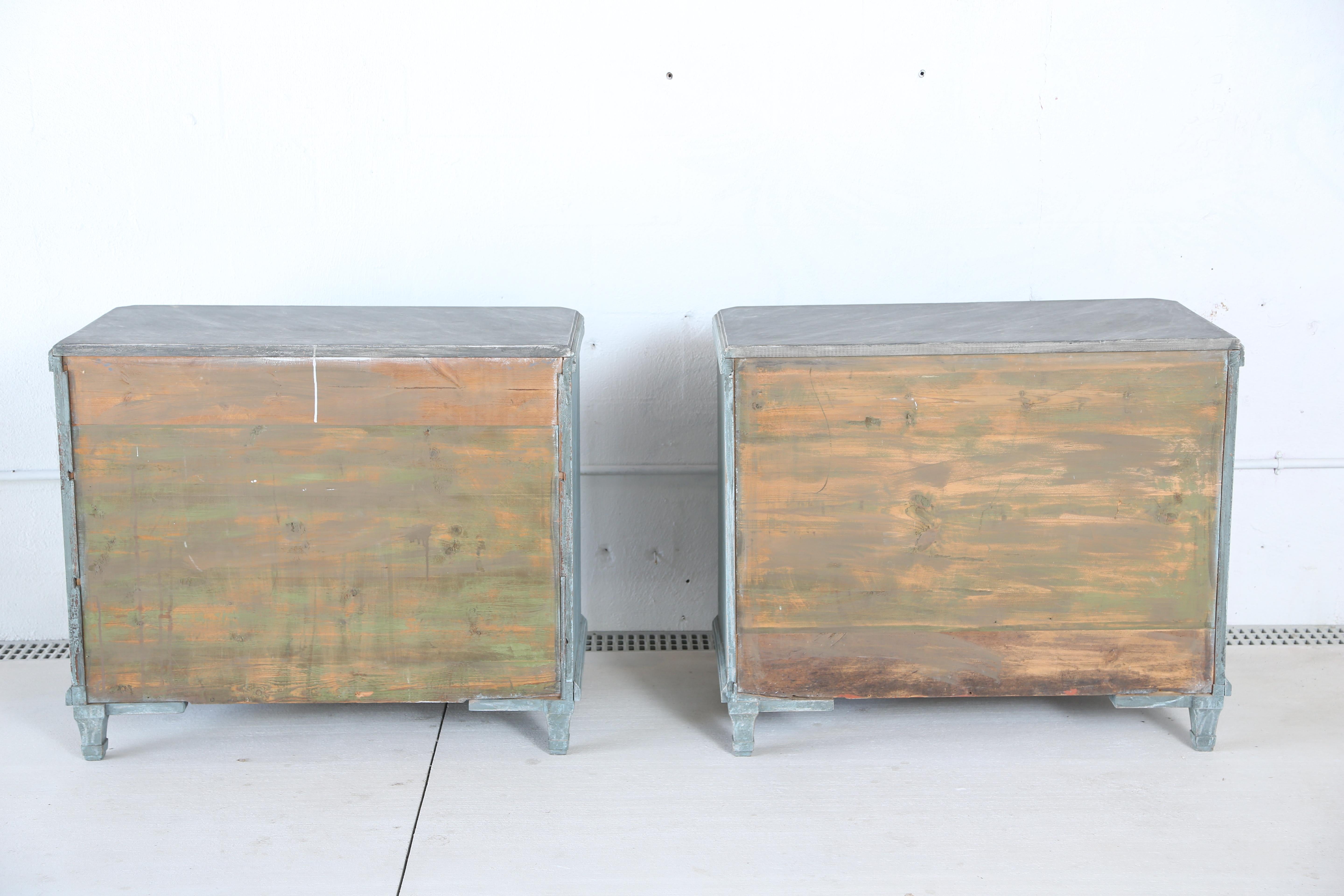 Antique Swedish Gustavian Style Bue Painted Chests, Late 19th Century 6