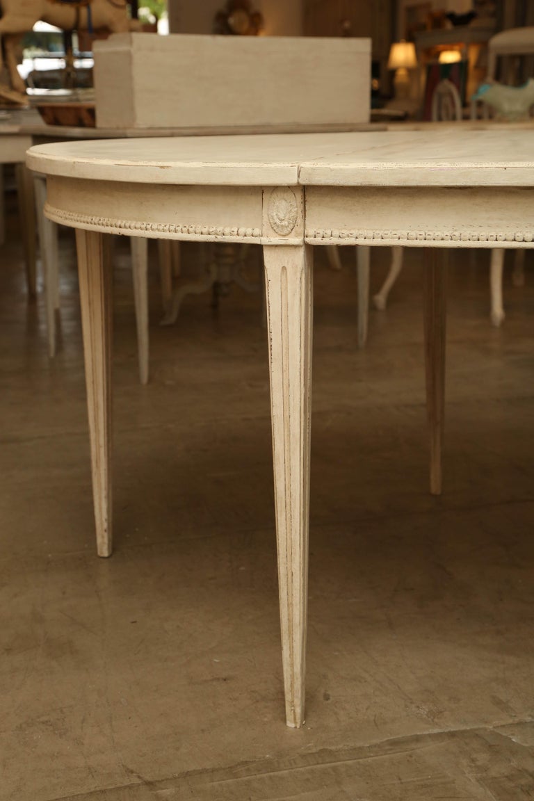 Antique Swedish Gustavian Style Large Painted Dining Table, Late 19th