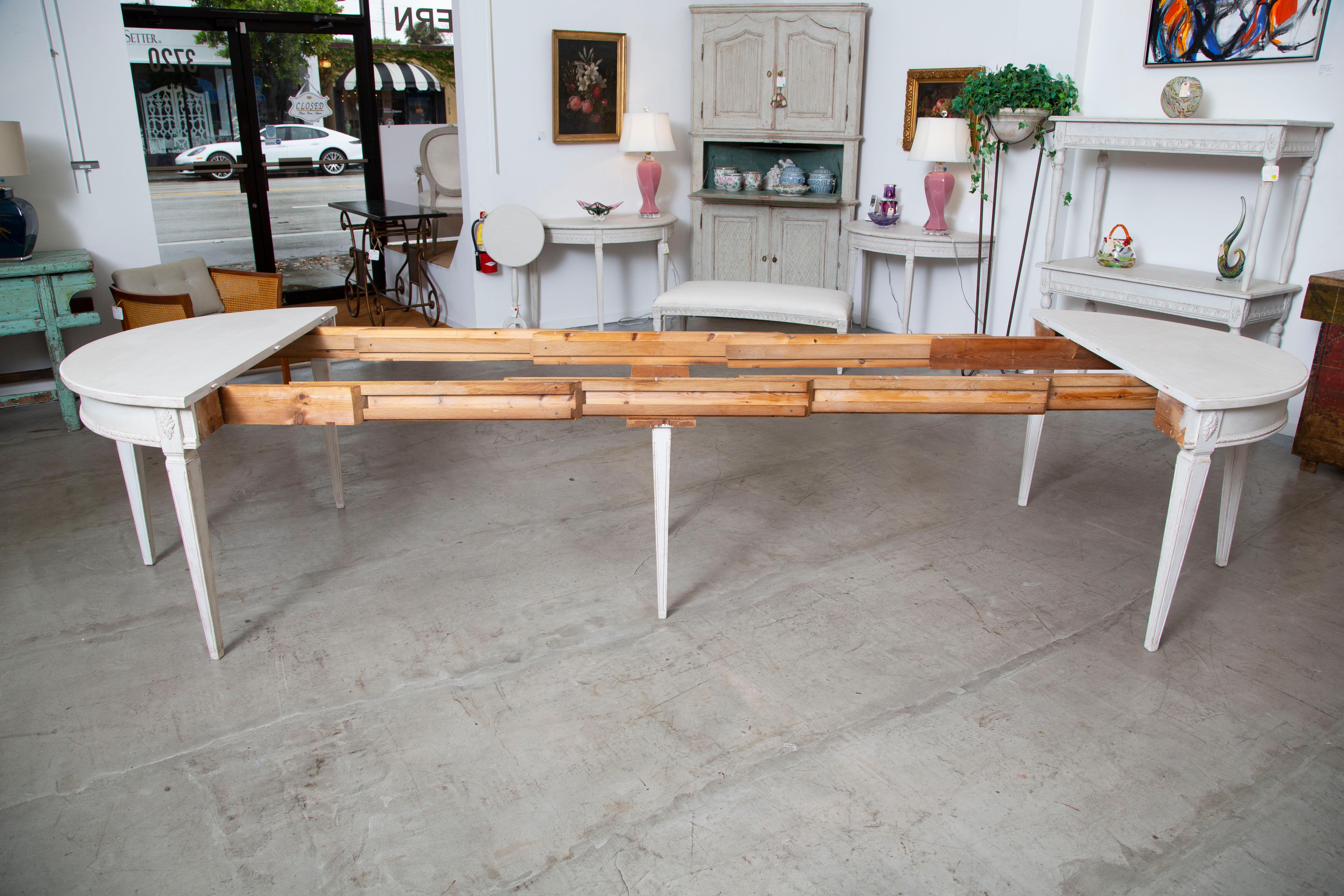 Antique Swedish Gustavian Style Large Painted Dining Table, Late 19th Century 1