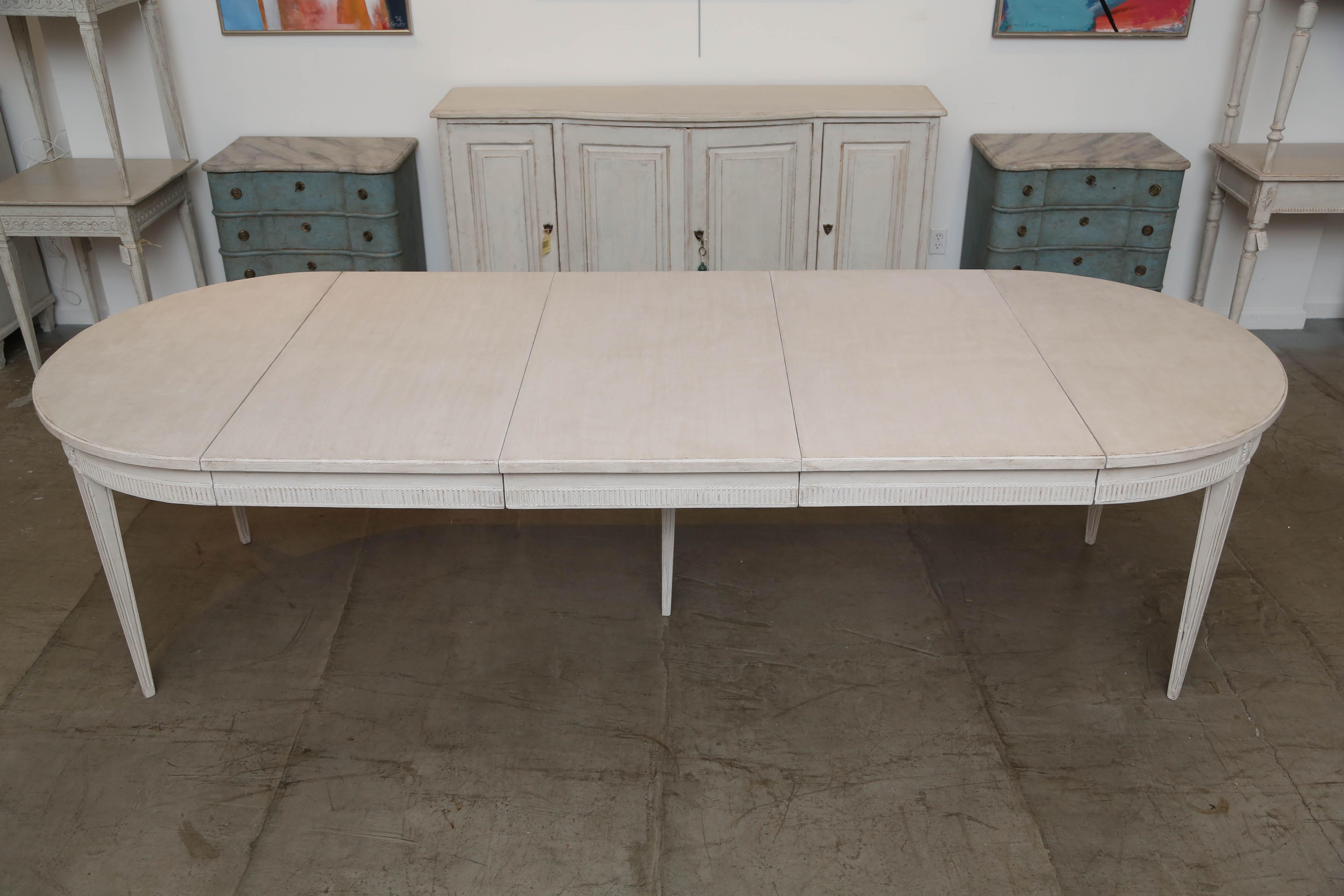 Wood Antique Swedish Gustavian Style Large Painted Dining Table, Late 19th Century