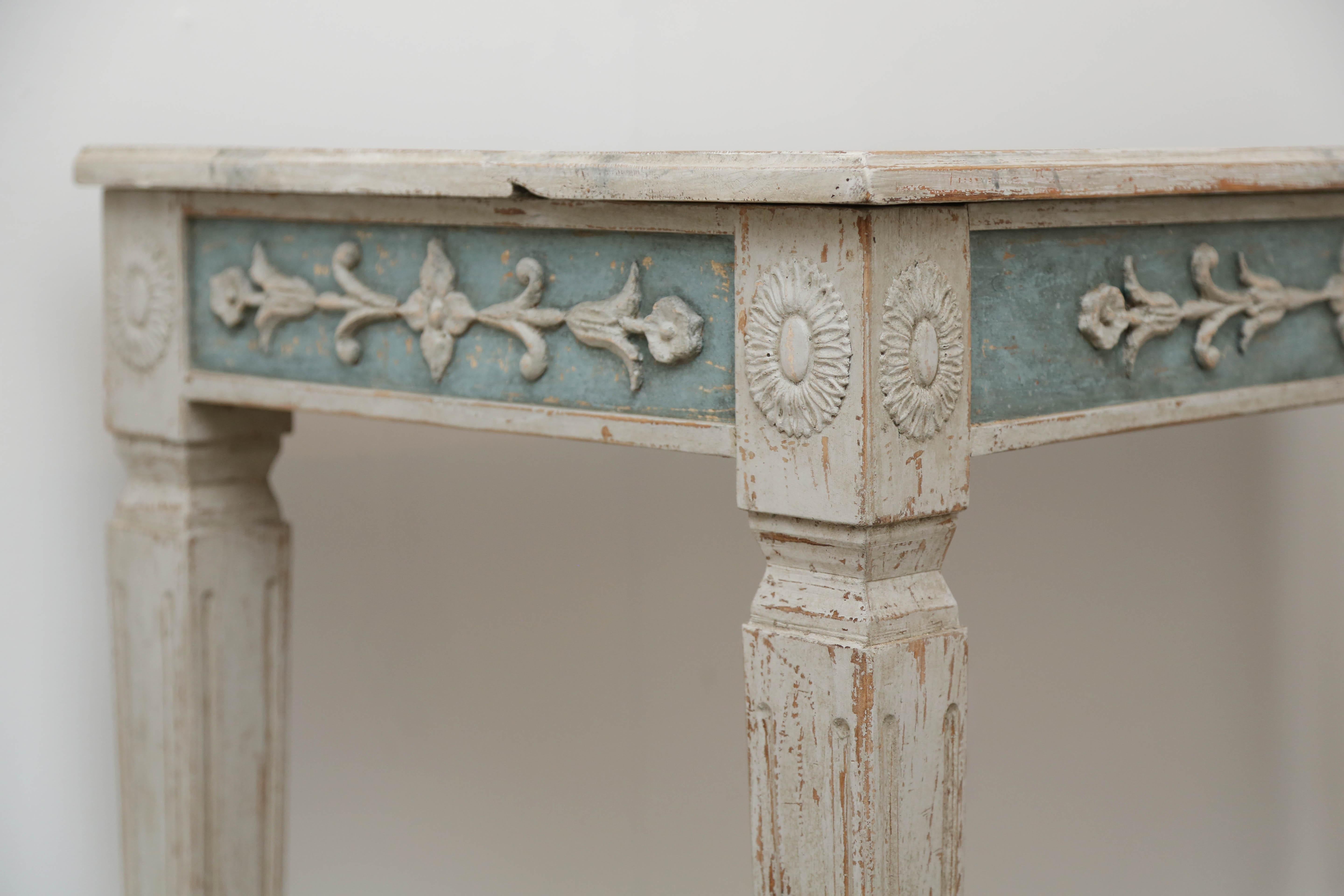 Wood Antique Swedish Gustavian Style Painted Console Table, Late 19th Century
