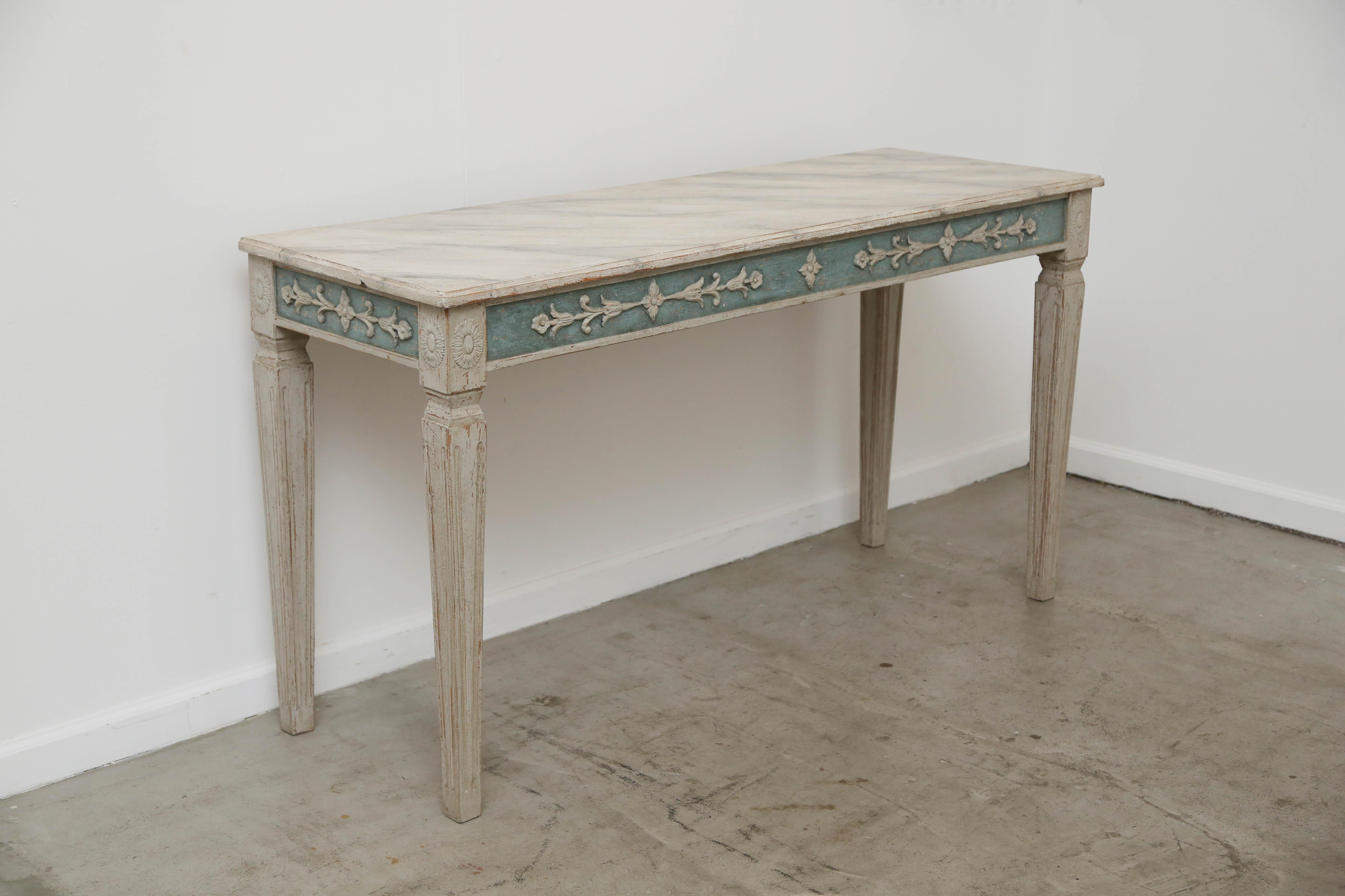 Antique Swedish Gustavian Style Painted Console Table, Late 19th Century 3
